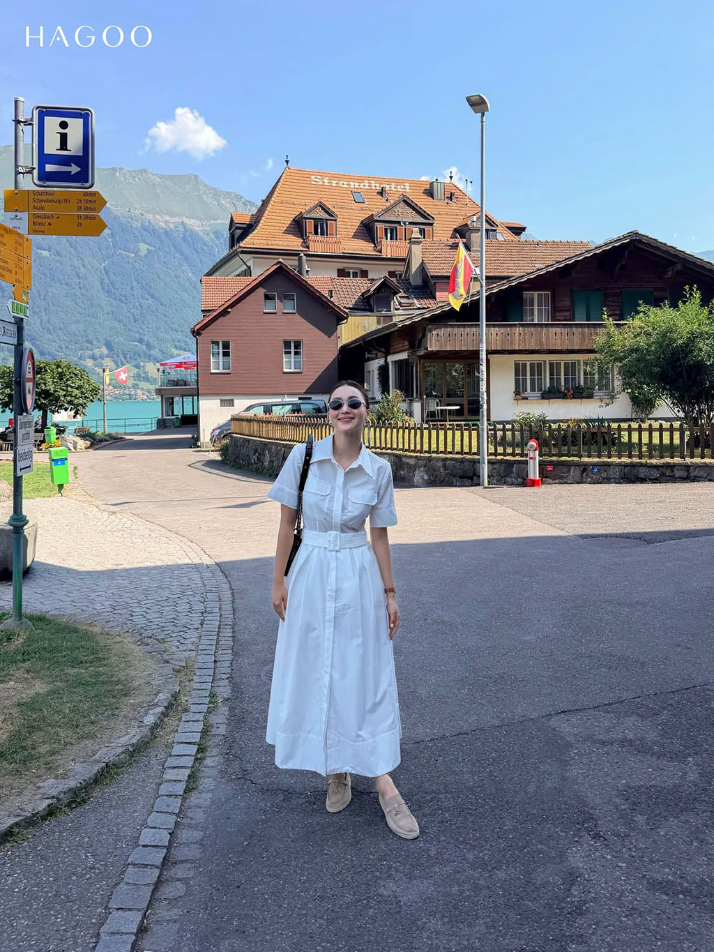 HAGOO short-sleeved shirt dress with chest pocket