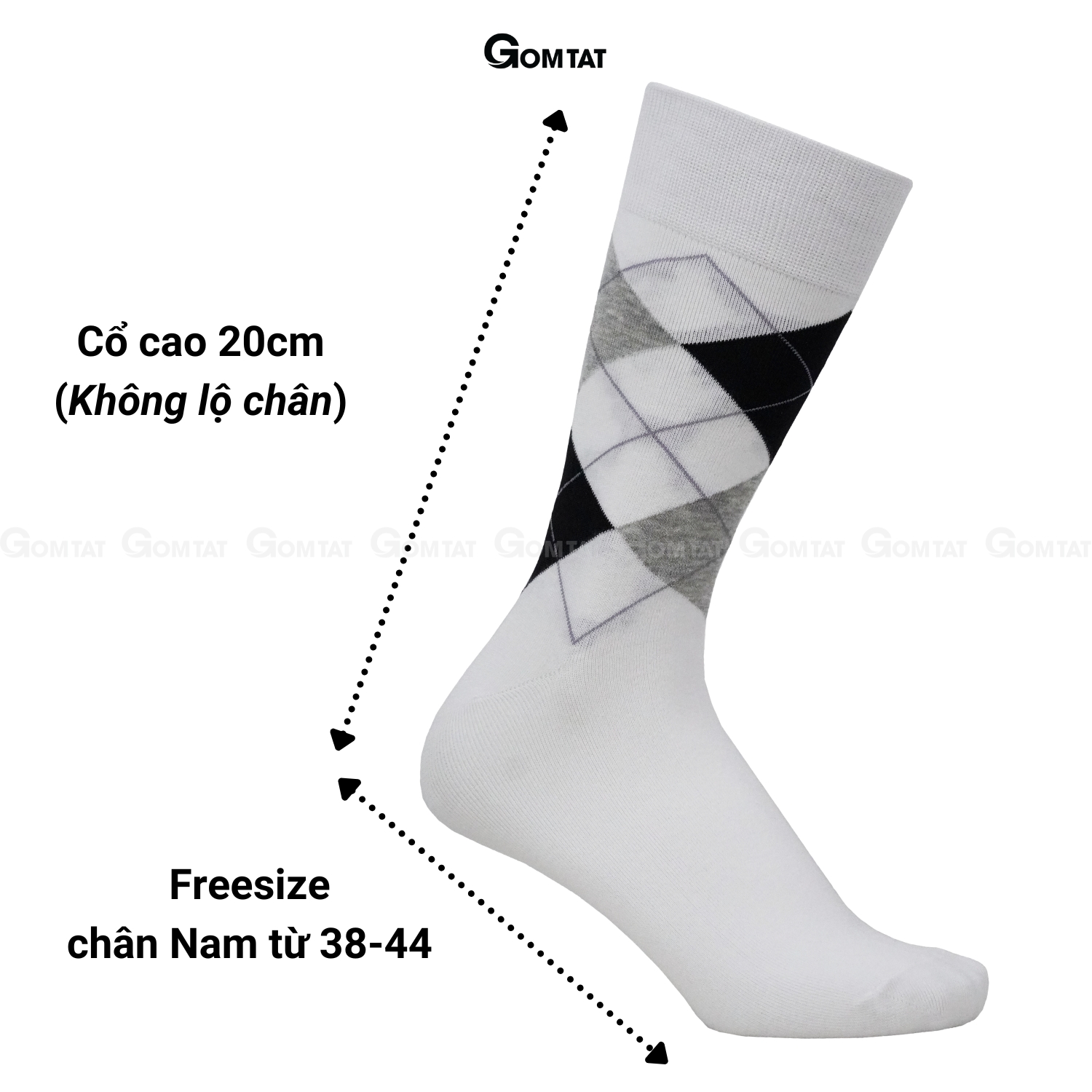 Hộp 5 đôi tất nam cao cổ đi giày tây GOMTAT hoạ tiết quả trám sợi cotton cao cấp LUX-QUATRAM_thumbnail_3