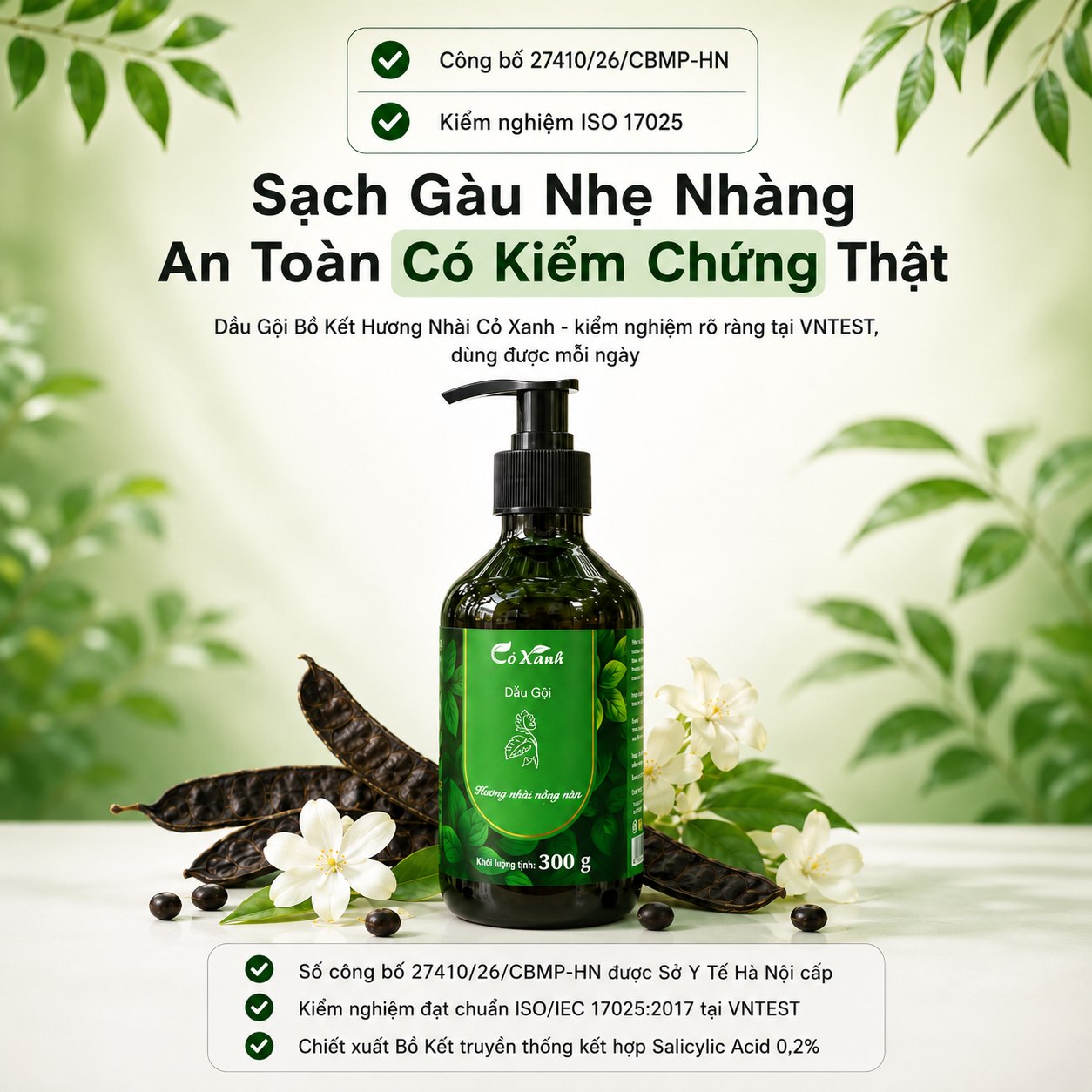 DẦU GỘI CO XANH - Dầu Gội Bồ Kết Hương Nhài