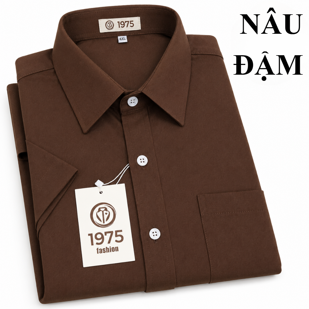 ÁO SƠ MI NÂU ĐẬM NGĂN TRƠN