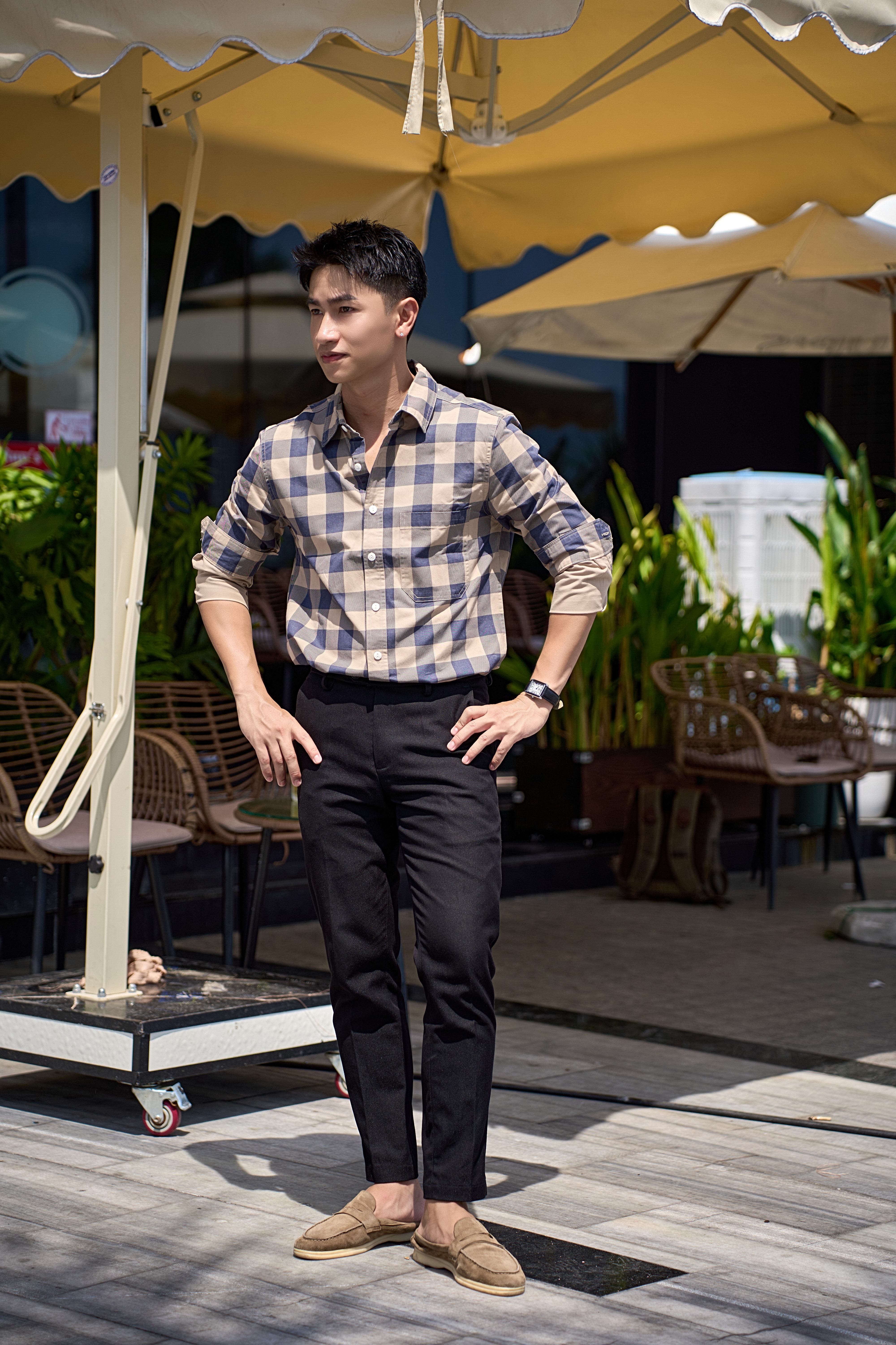 SA132 - Áo sơ mi nam kẻ caro phong cách Nhật Bản, dáng rộng thoải mái, tay dài cổ ve_thumbnail_8