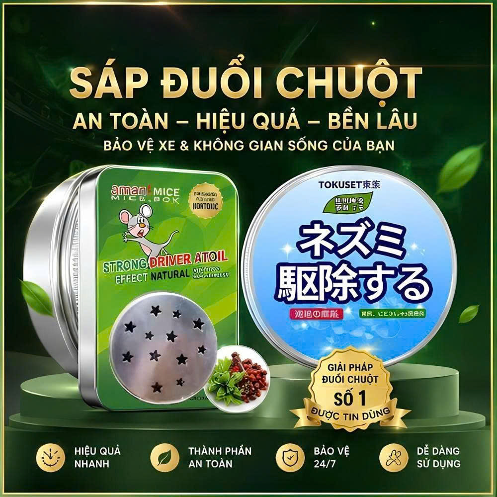Sáp Đuổi Chuột Cao Cấp Cho Xe Điện & Ô Tô 200g Thảo Mộc