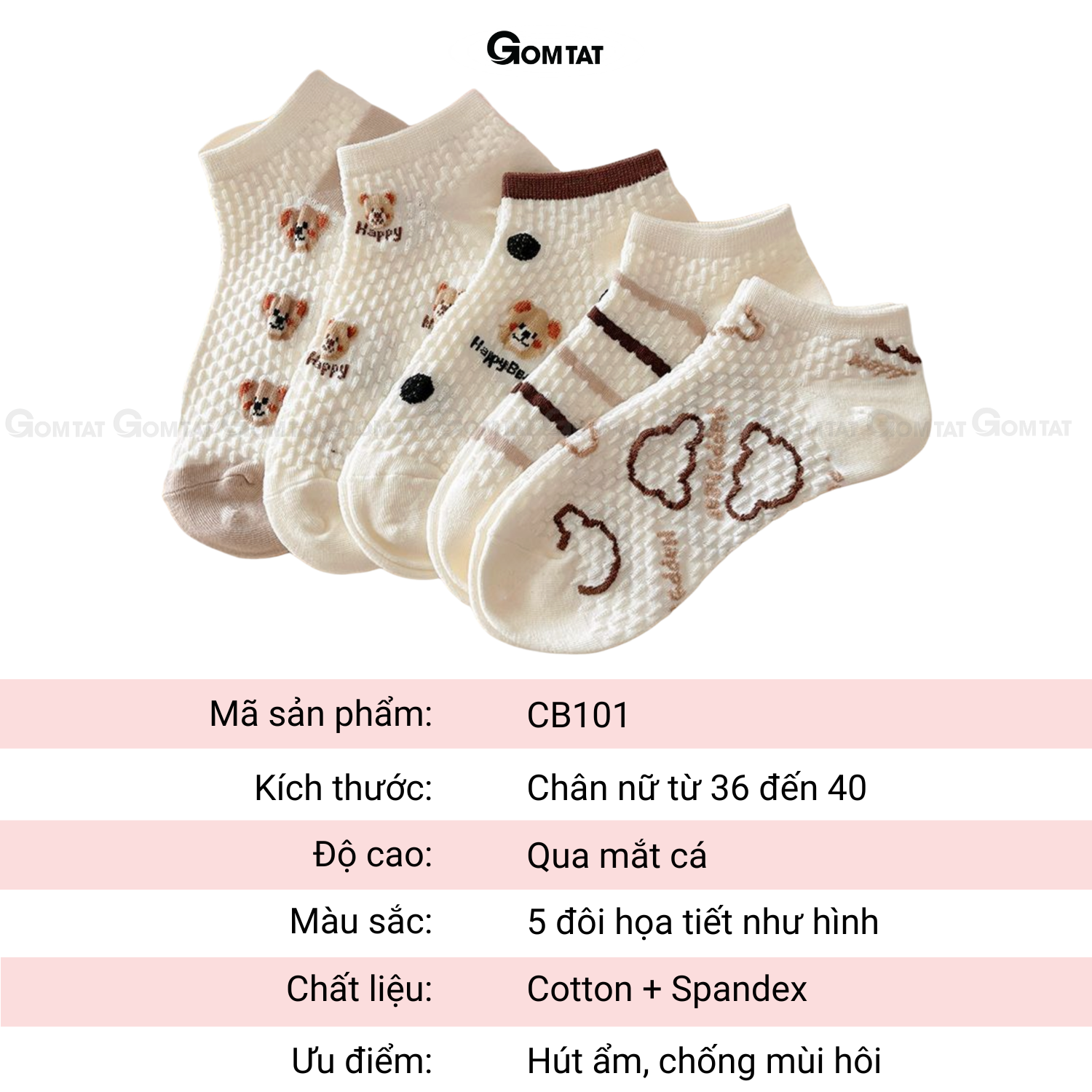 Set 5 đôi tất vớ nữ cổ ngắn UYE-CBCN_thumbnail_77