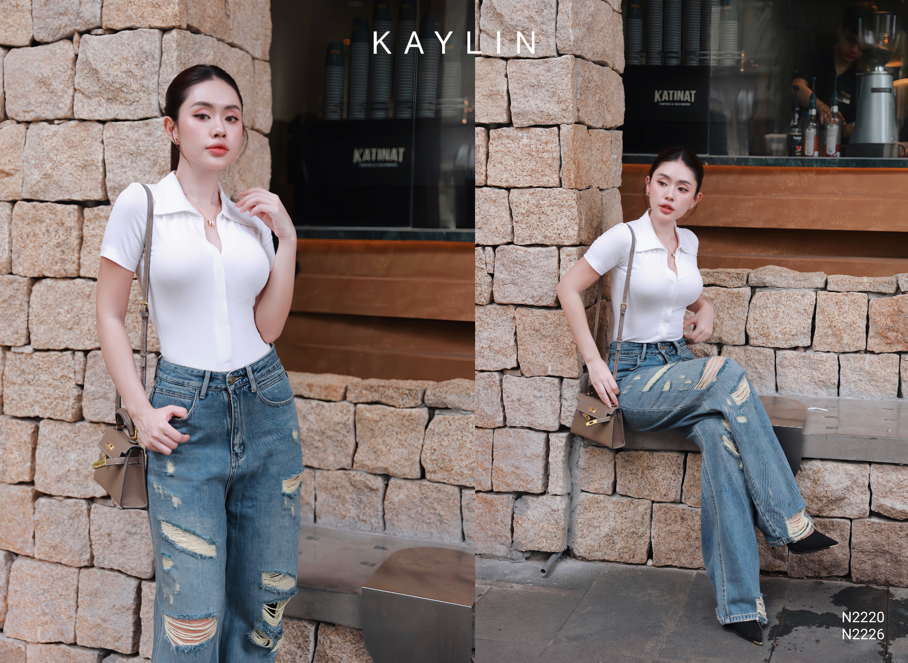 Áo Thun KAYLIN Có Cổ Phối Khoá Kéo N2220