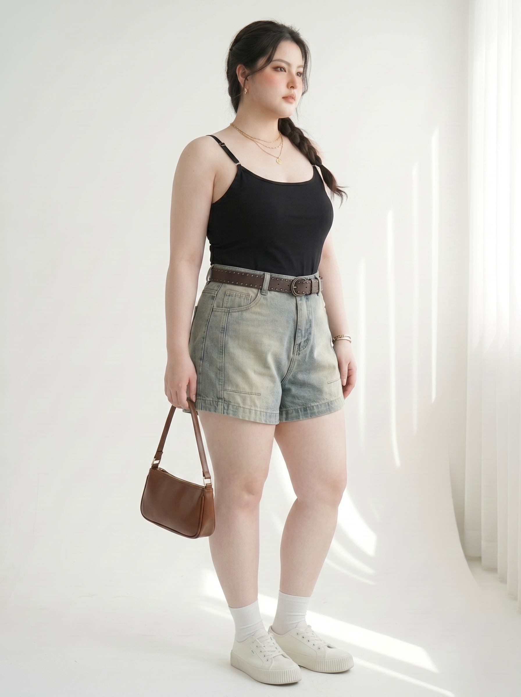 Quần Short Jean Lưng Thun Bigsize Cạp Cao Gọn Bụng Dễ Phối - Xanh Nhạt, Đen Wash - Vừa 55-90kg - T-QSJ1324_thumbnail_4