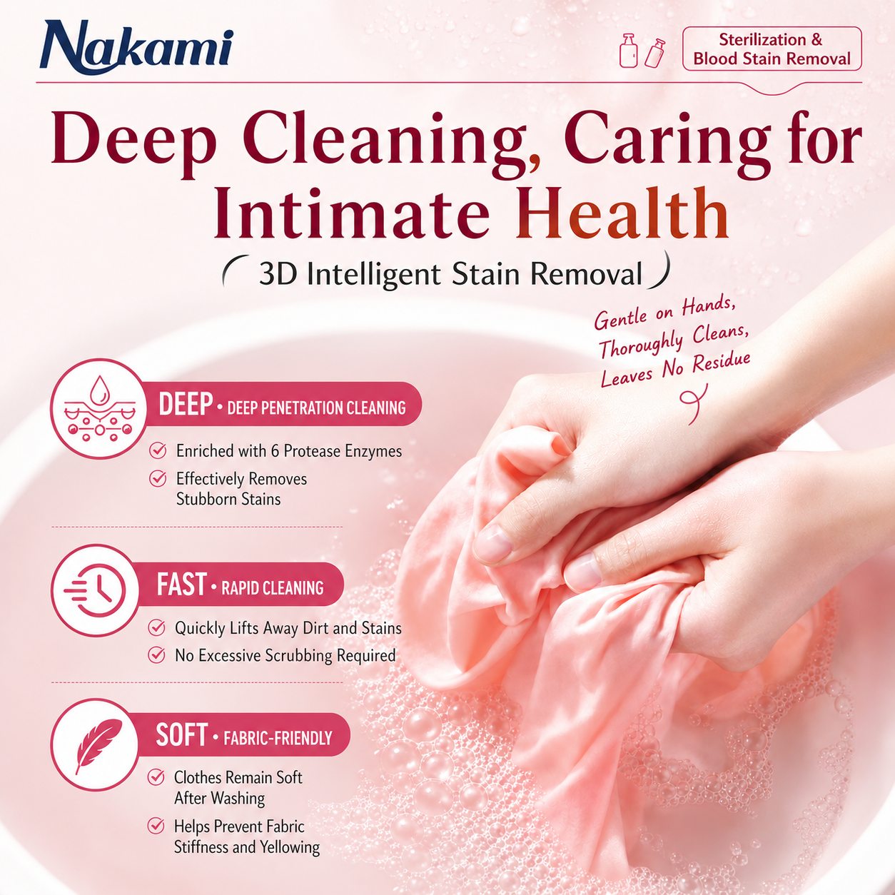 Nakami Sakura Fragrance Lingerie  Disinfectant Laundry Detergent 300mL_thumbnail_1