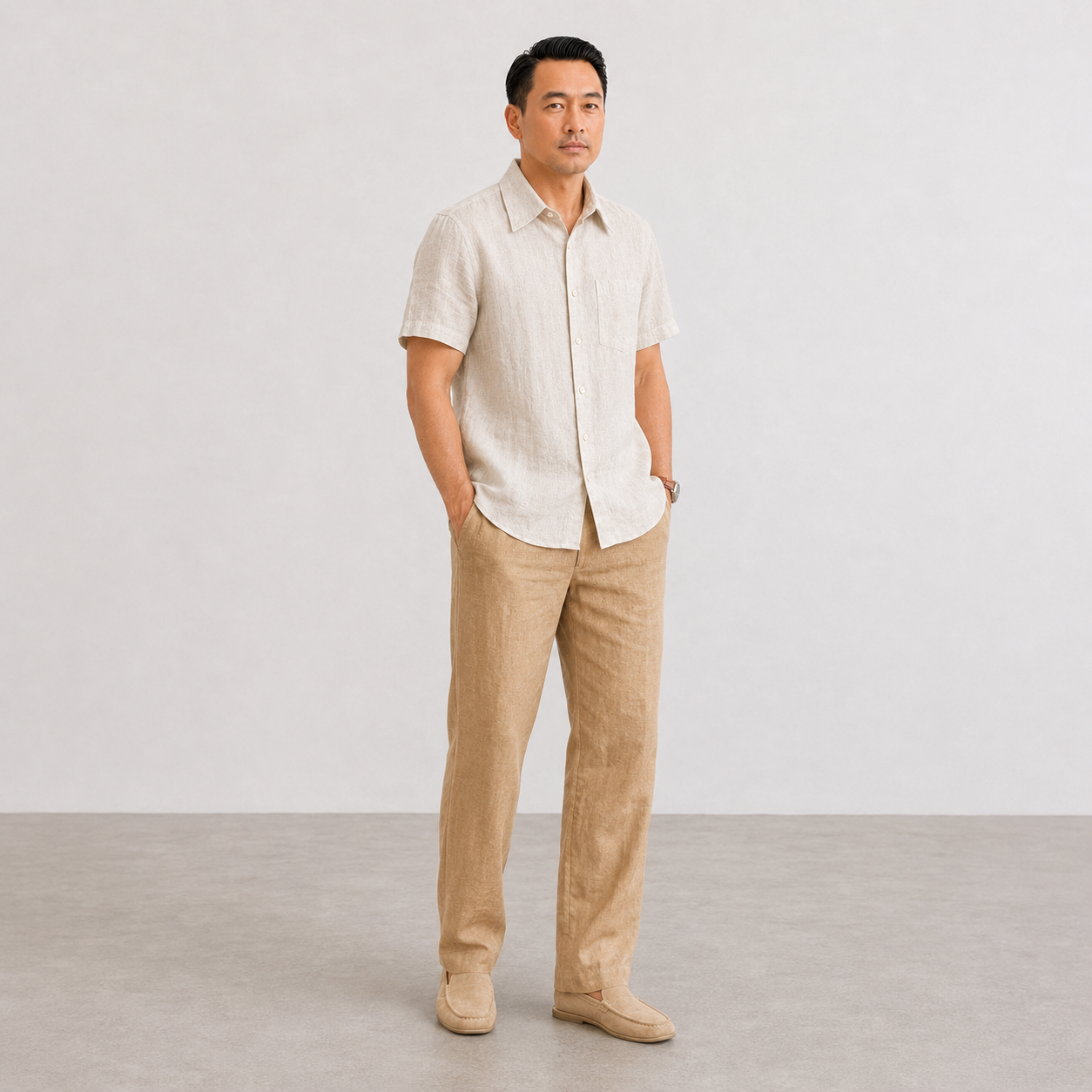100% PREMIUM LINEN - QUẦN TÂY ỐNG ĐỨNG 20cm - 1/2 Lưng Thun_thumbnail_10