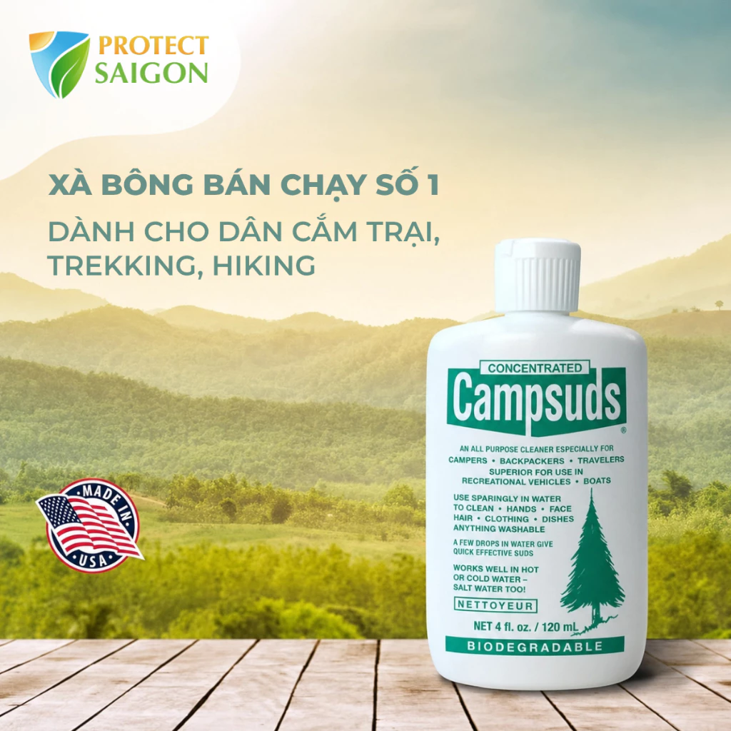Xà bông Cắm Trại Đa Năng Campsuds 120ml - Phân Hủy Sinh Học, Dùng Cho Trekking & Dã Ngoại
