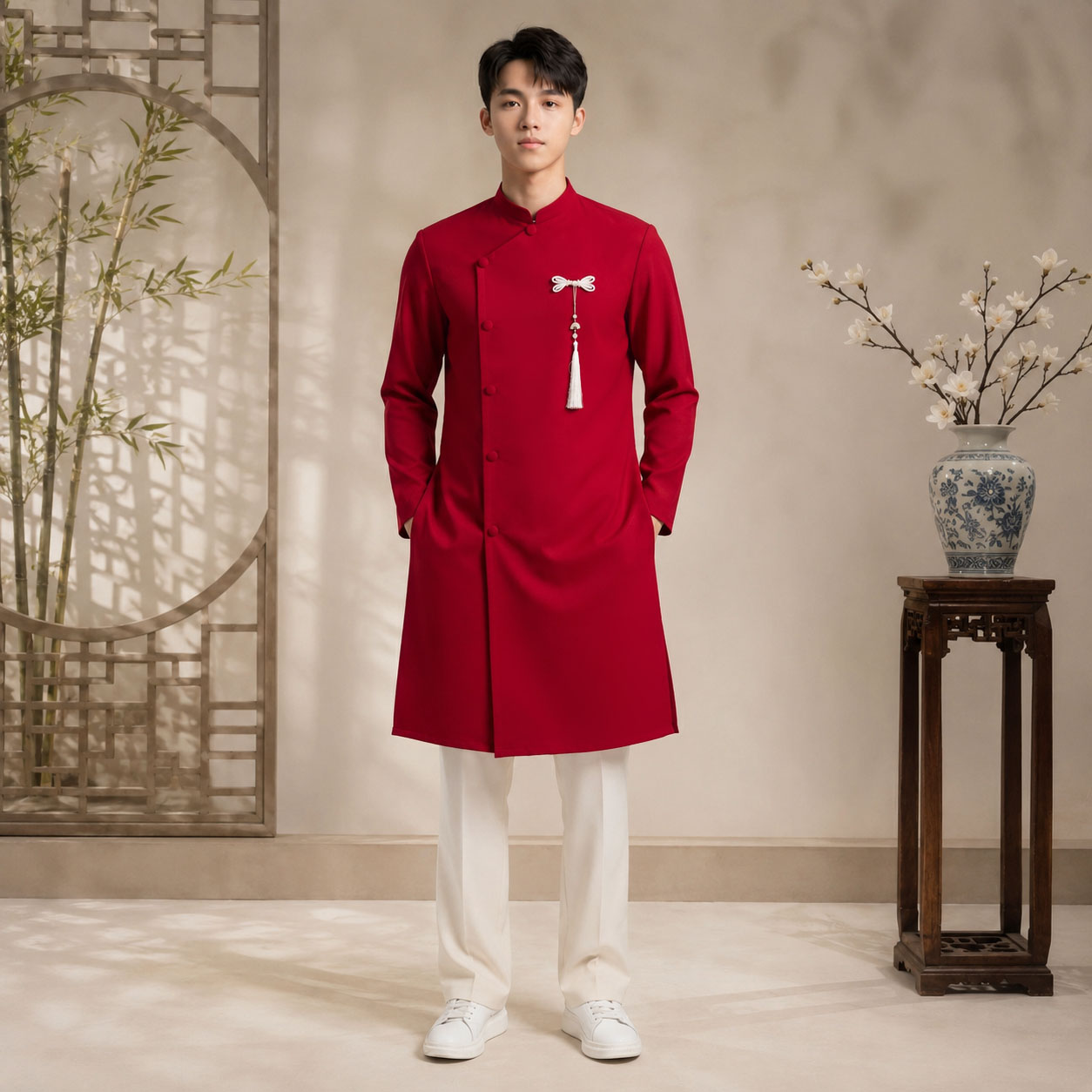 Áo Dài Nam Taffeta Trơn Sang Trọng Dự Tiệc, Cưới Hỏi NA26-18_thumbnail_1
