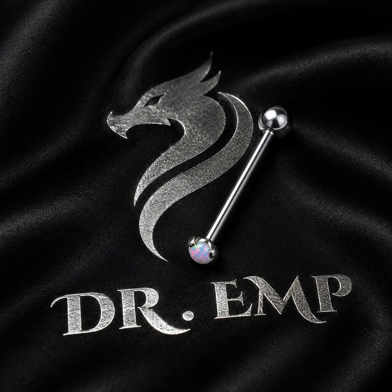 khuyên lưỡi titan đá opal trắng 3mm._thumbnail_2