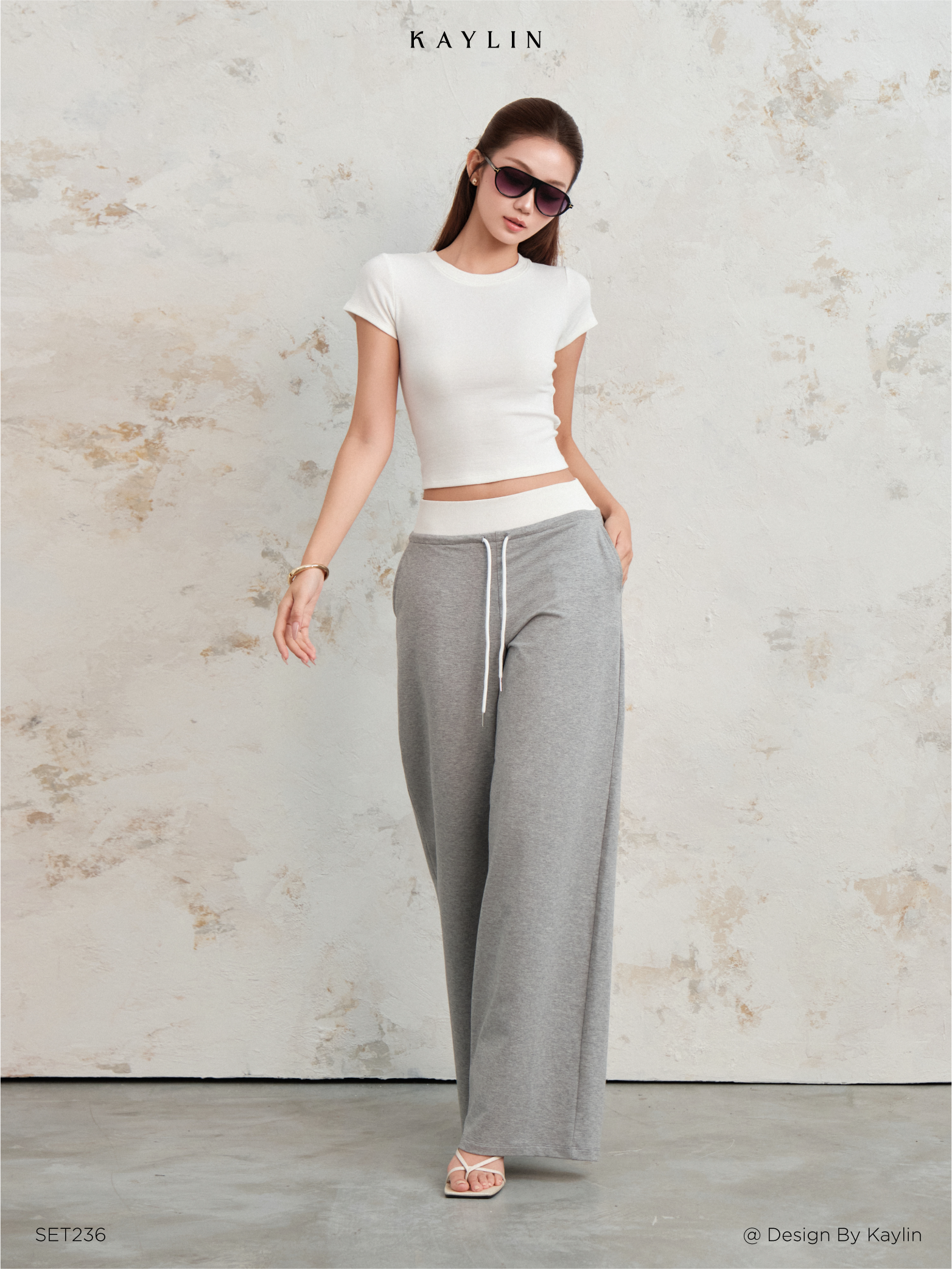 Set Thun Co Giãn Áo Ôm Quần Ống Rộng KAYLIN Daily Ease Set