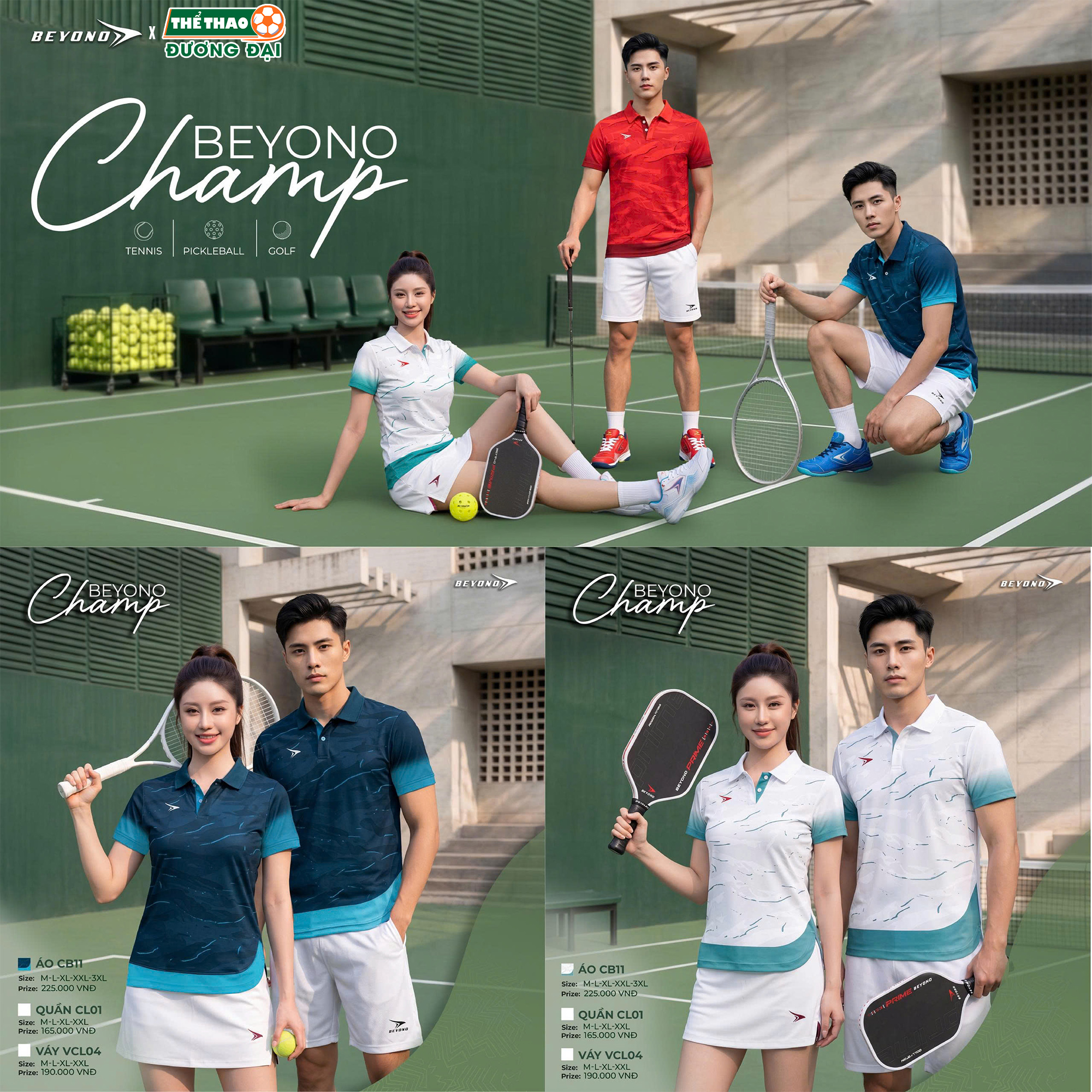 BST Áo Thể Thao Cổ Polo Beyono Champ CB11 Vải AirWeave Thoáng Khí Thể Thao Đương Đại