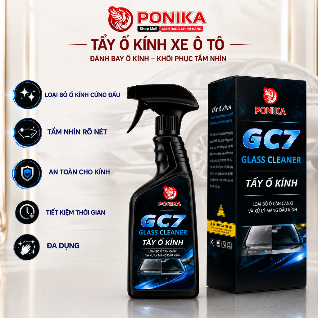 Tẩy Ố Kính Ô Tô GC7 Làm Sạch Cặn Canxi Ố Nước Kính Lái