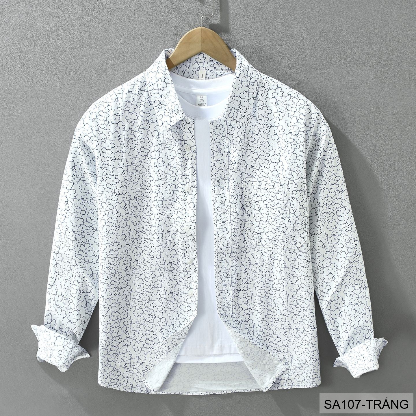 SA107 - Áo sơ mi nam dài tay họa tiết hoa phong cách Nhật Bản, dáng rộng thoải mái, chất liệu cotton mềm mại_thumbnail_0