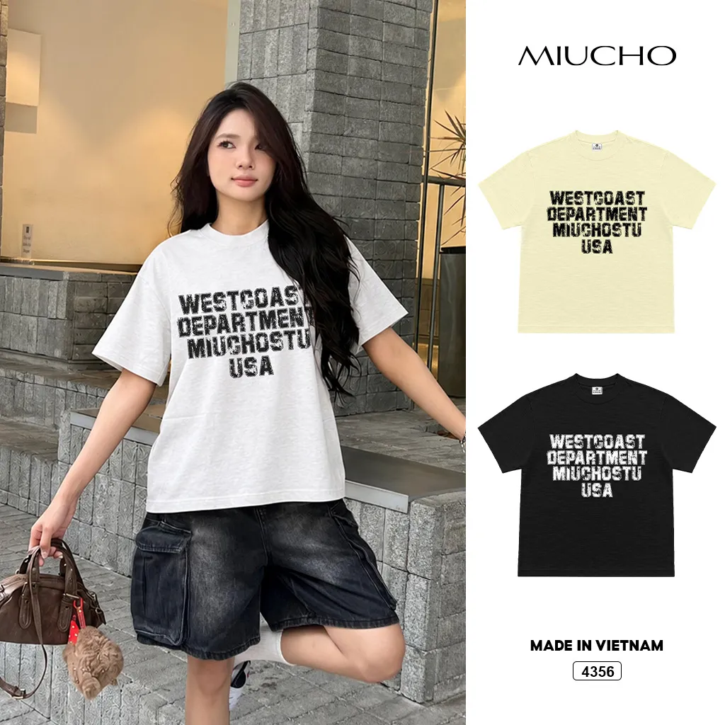 Áo thun nữ form boxy westcoast department Miucho 4356