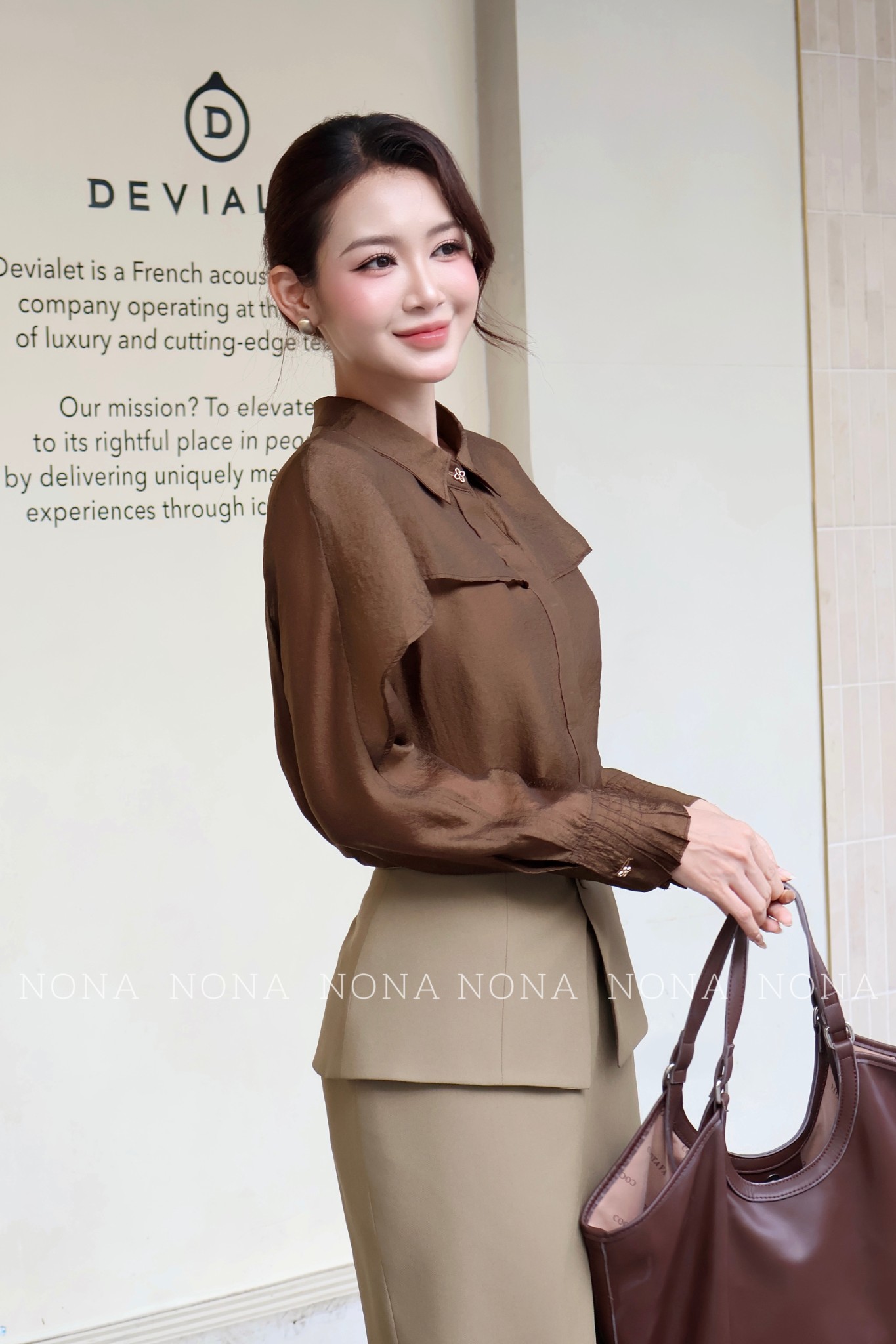 Áo sơ mi tơ phối tà mix chân váy Peplum_thumbnail_3