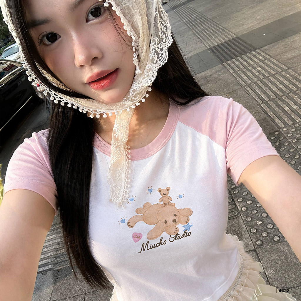 Áo baby tee form ôm nữ lovely bear Miucho 4432_thumbnail_4