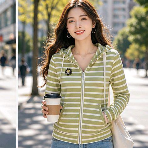 Thích Thư Áo Khoác Thun Sọc Mã G1 - Chất Liệu Cao Cấp Mềm Mịn Co Giãn Tốt Form Suông Thoải Mái Che Khuyết Điểm Phong Cách Trẻ Trung_thumbnail_1
