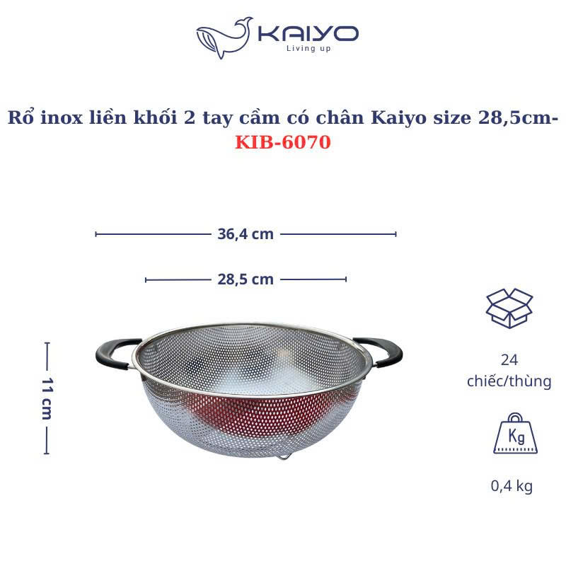 RỔ INOX LIỀN KHỐI 2 TAY CẦM CÓ CHÂN KAIYO_thumbnail_1