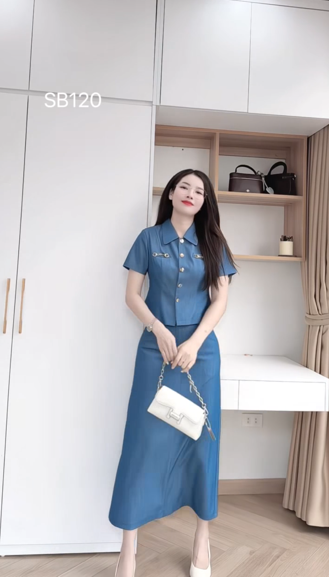 Set áo denim giả bò 1353