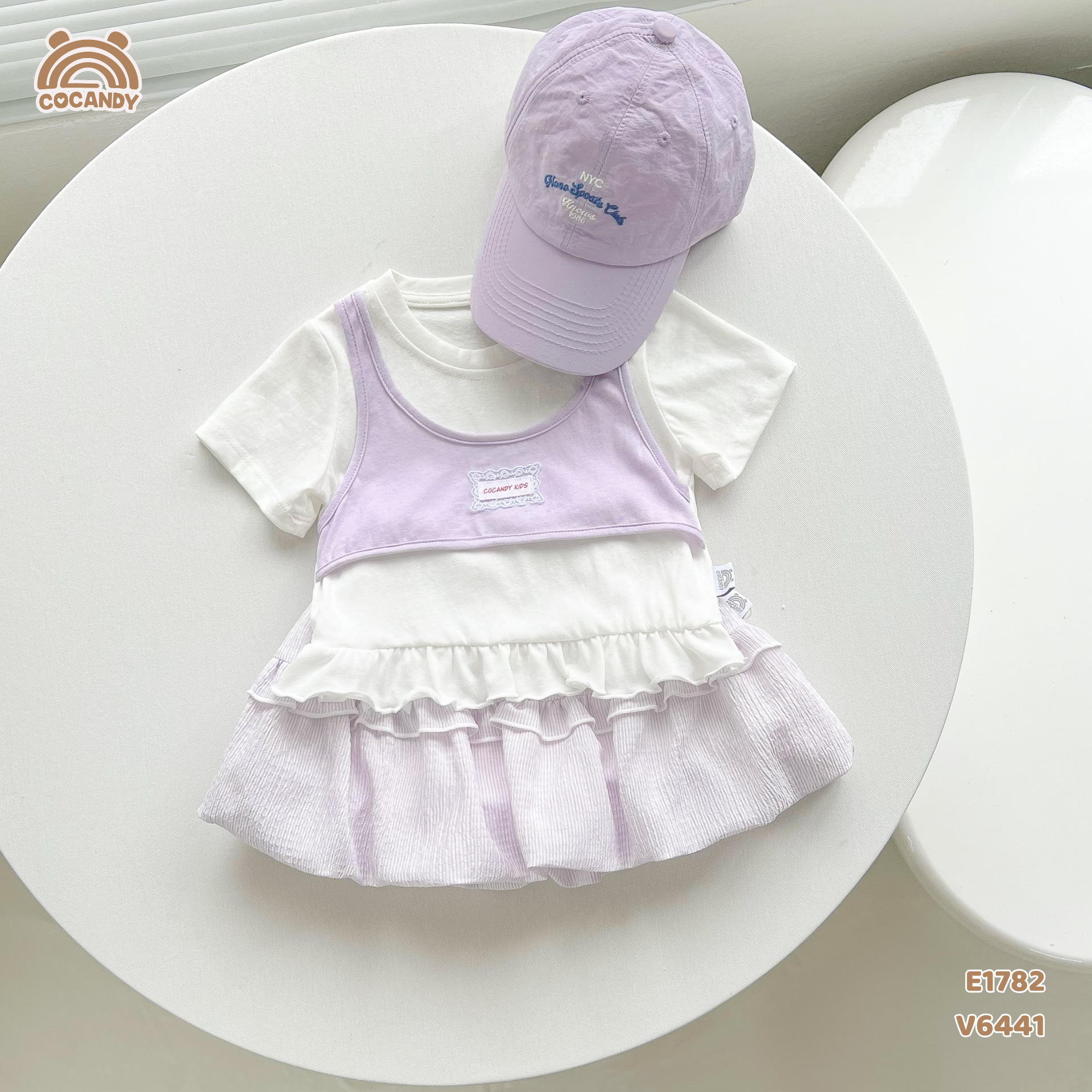 Áo cộc cotton TÍM TRẮNG giả yếm tag CCD_thumbnail_6