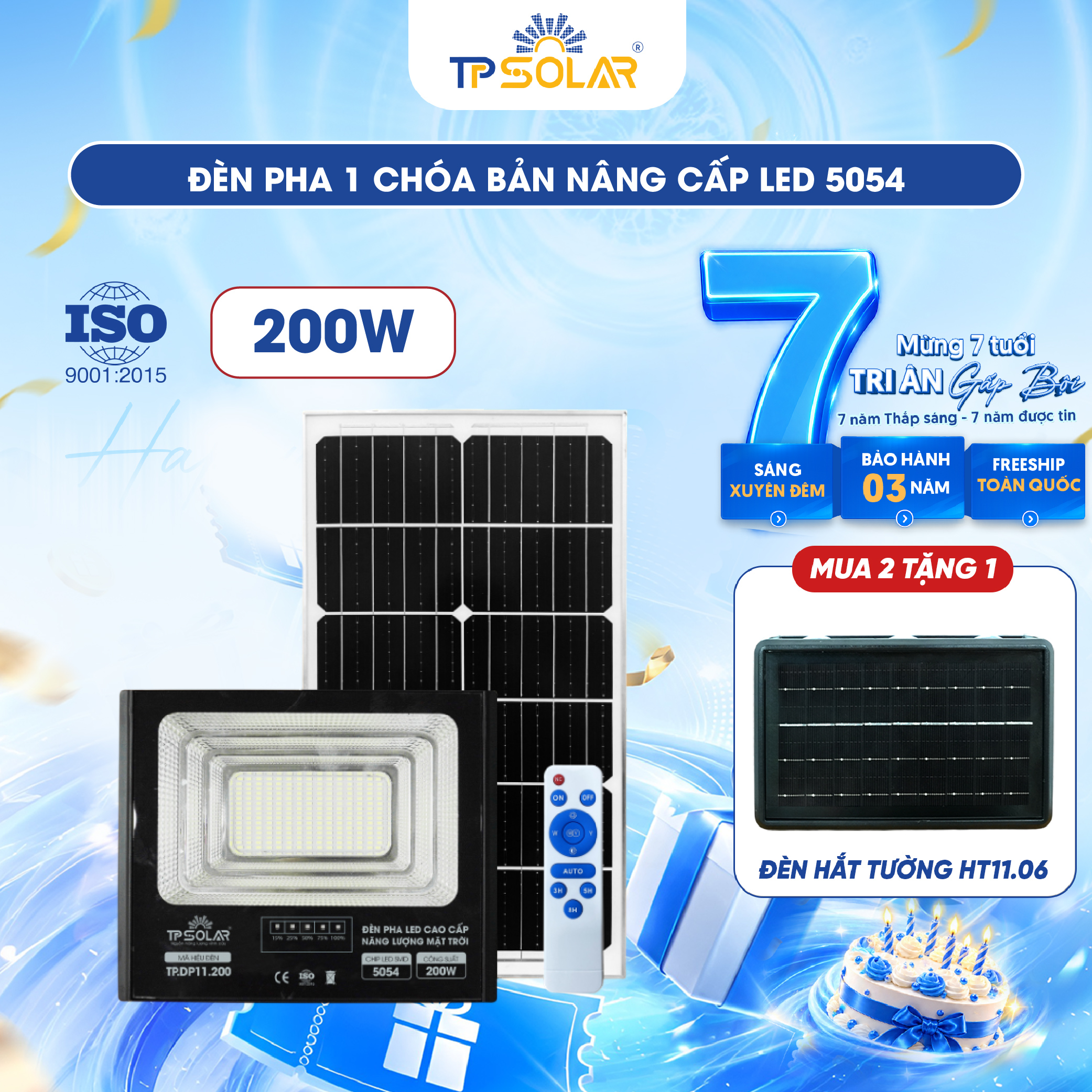Đèn pha LED 1 chóa cao cấp năng lượng mặt trời TP SOLAR DP11