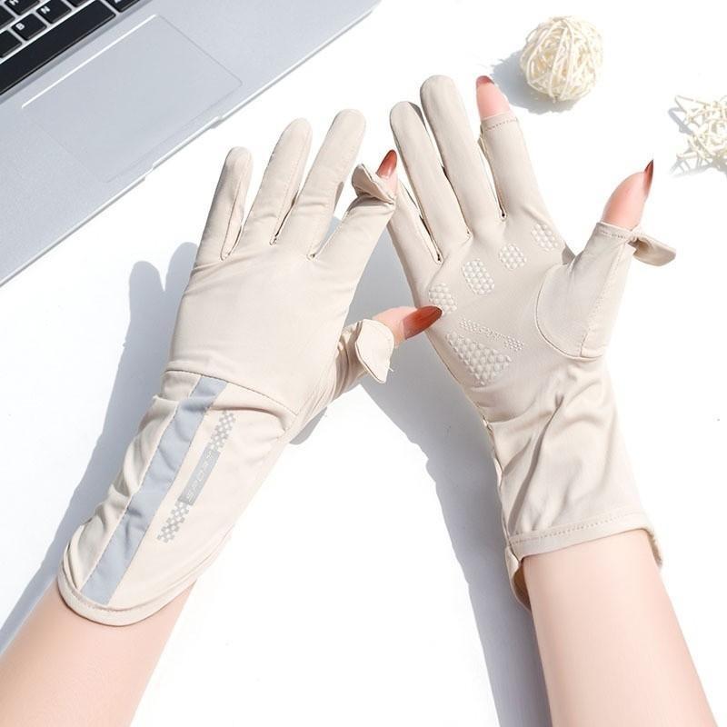 Găng Tay Chống Tia UV Chống Nắng Hở Ngón Chống Trượt Bao Kín Tay Thoáng Khí Lái Xe Nam Nữ