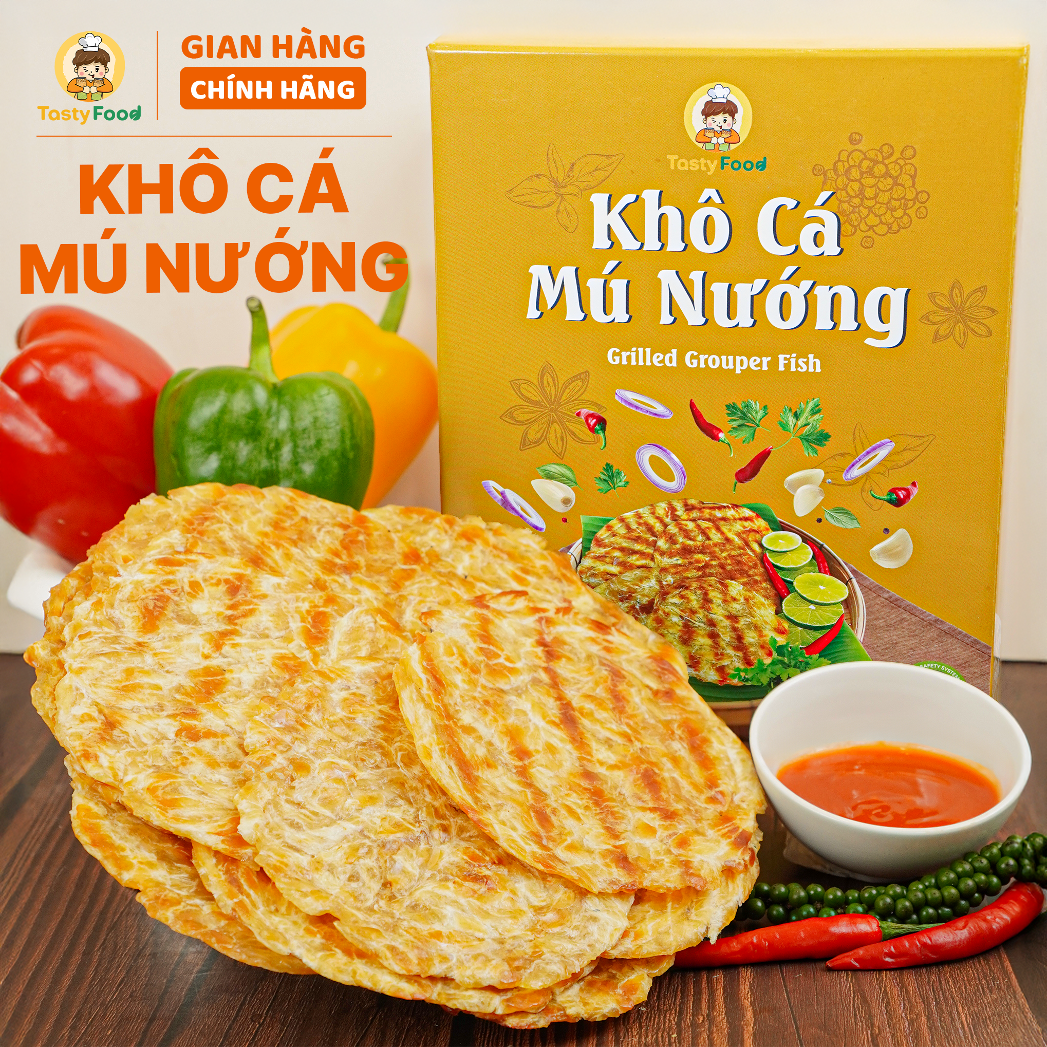 Khô cá mú nướng Tasty Food - Hộp giấy 500g