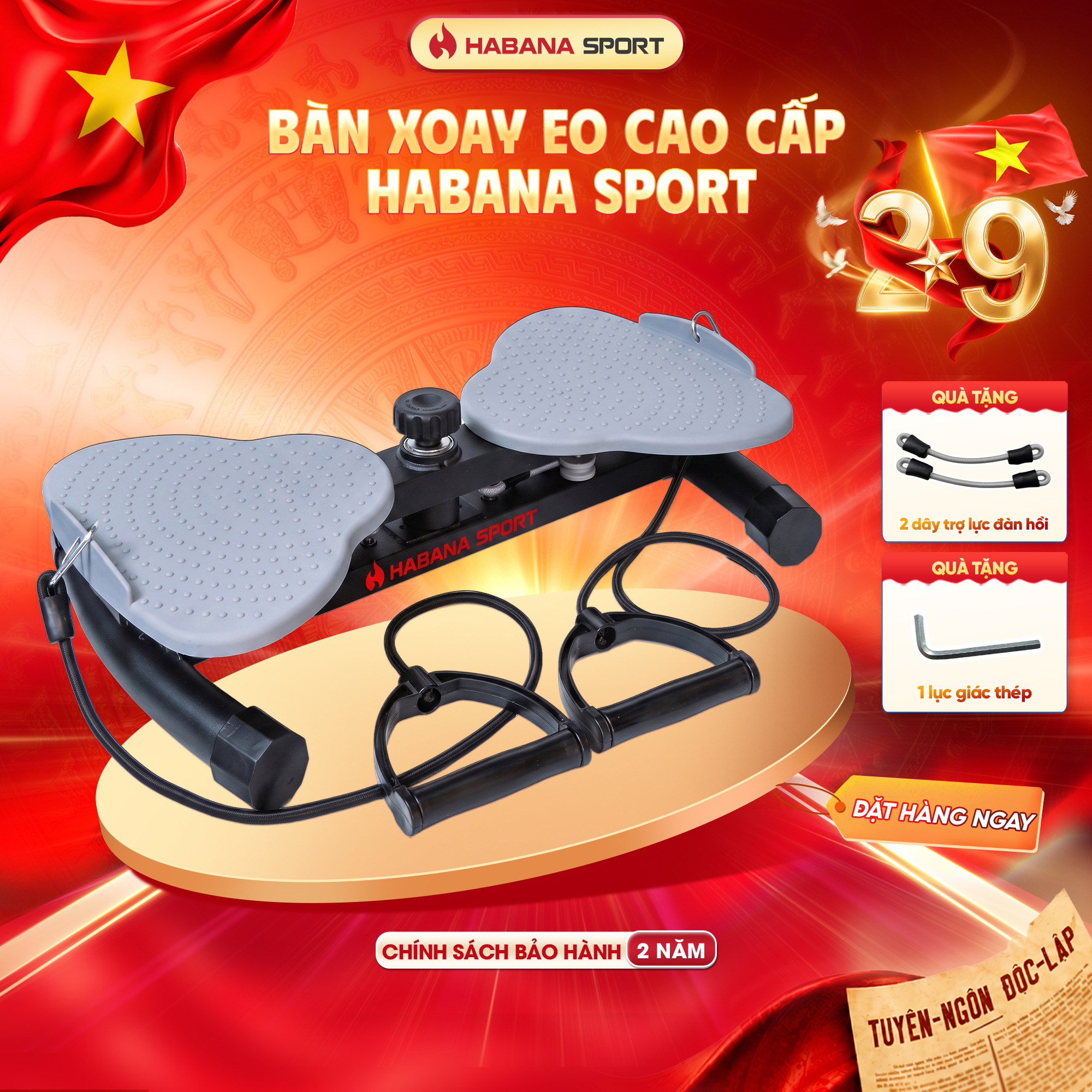 Bàn Xoay Eo Tập Bụng Habana Sport [ TẶNG] Bộ Phụ Kiện Chuyên Dụng