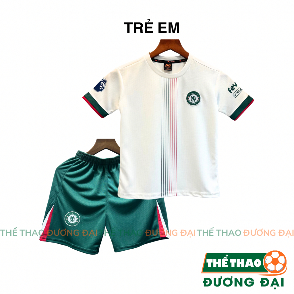 Quần Áo Bóng Đá Trẻ Em Chelse Trắng Thun Mè Thoáng Khí Đồ Đá Banh Cho Bé Thể Thao Đương Đại