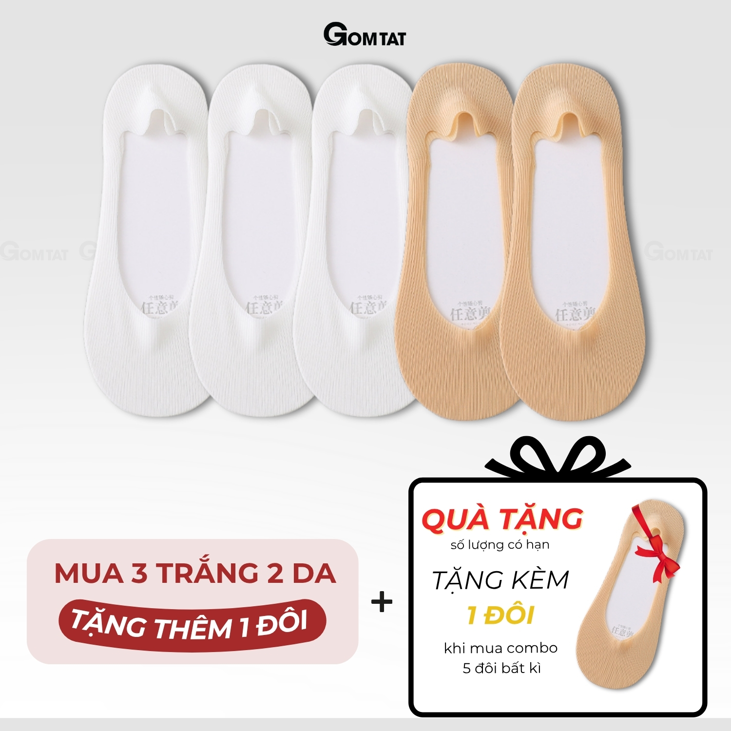 Combo tất đi giày lười nữ GOMTAT, có đệm silicon chống tuột gót, chất liệu cotton êm chân - KOL-1302_thumbnail_15