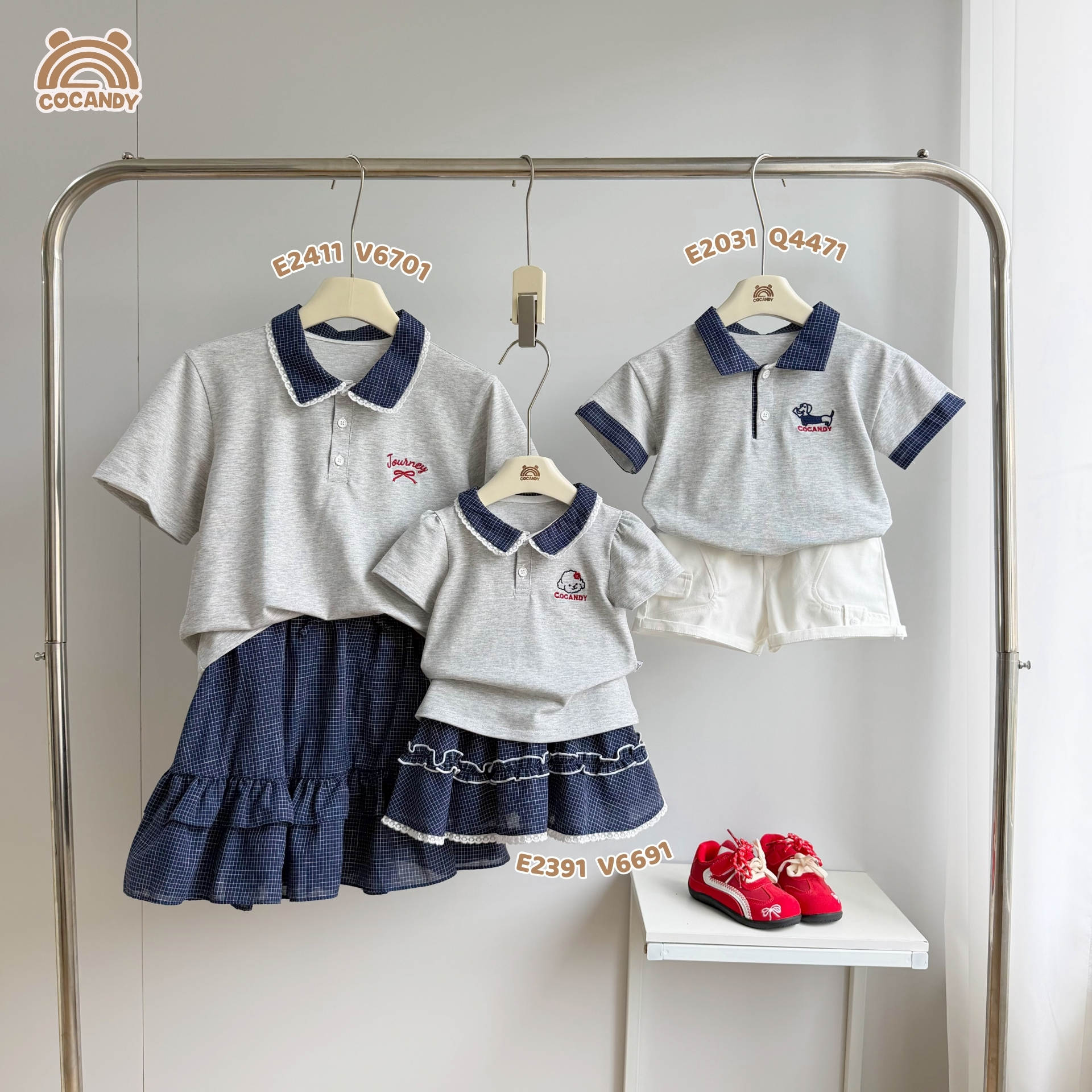 Áo cộc polo XÁM phối cổ caro xanh than_thumbnail_2