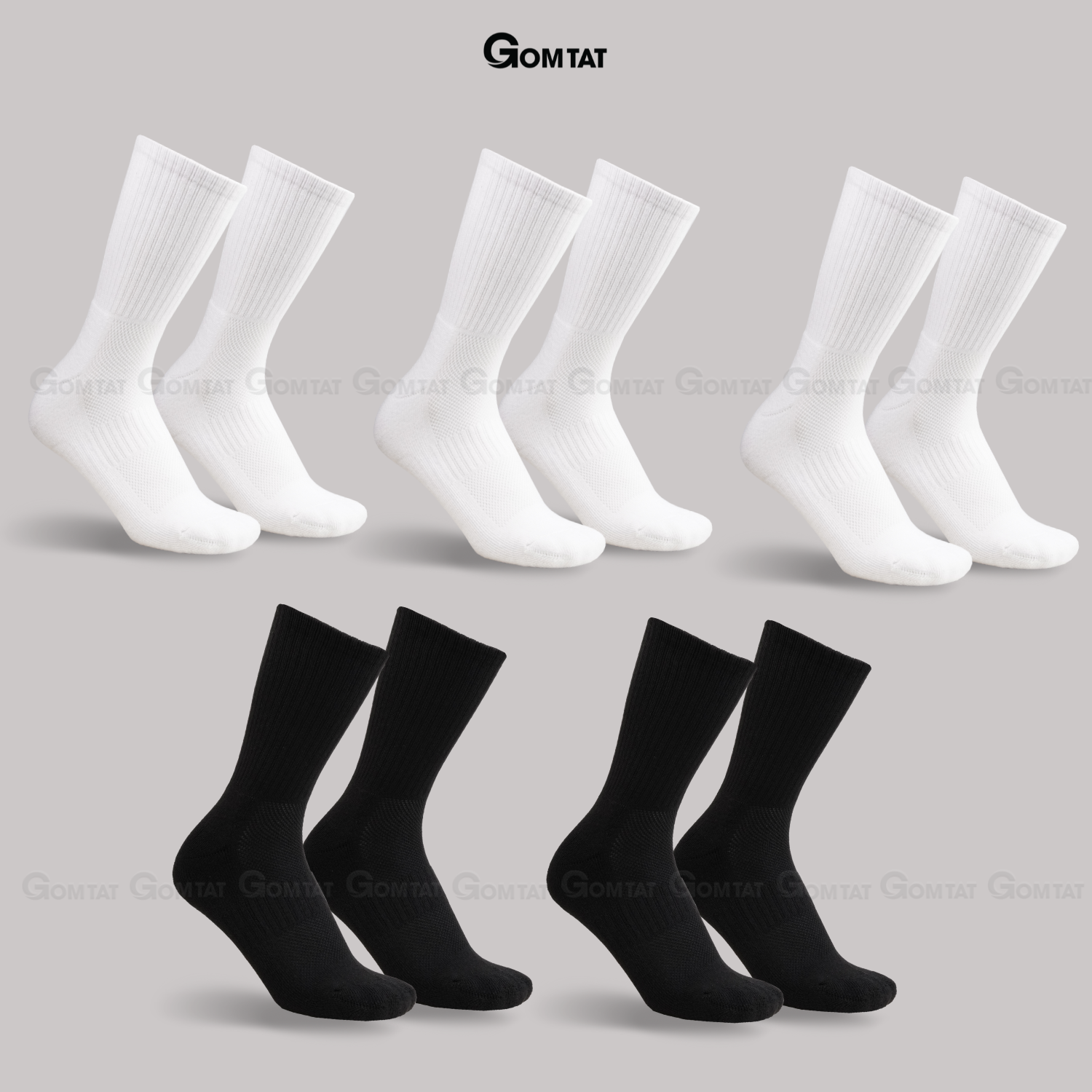 Combo tất cổ cao, cổ trung nam nữ GOMTAT, chất liệu cotton đệm xù êm chân - TATXU-TRON_thumbnail_17