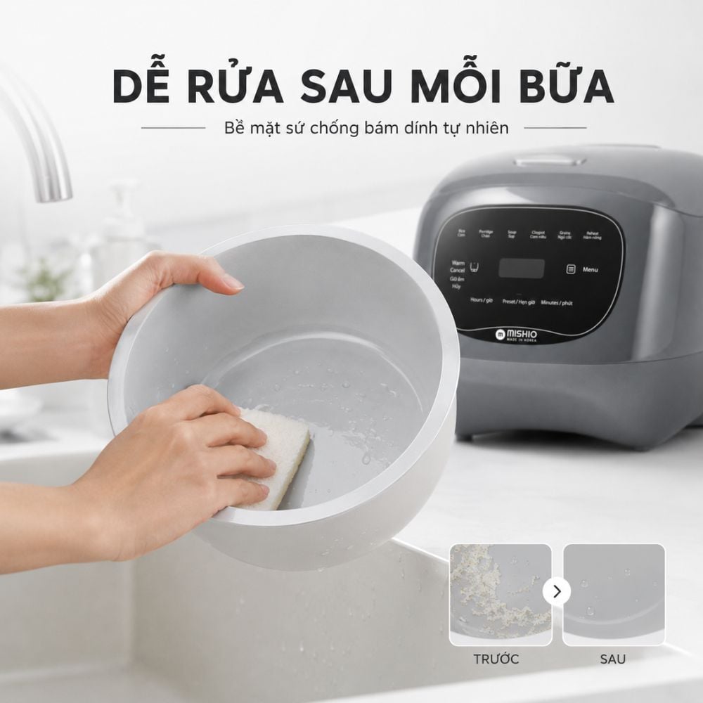 Nồi cơm điện sứ dưỡng sinh Nhãn hiệu: MISHIO, Model: MK-381_thumbnail_8