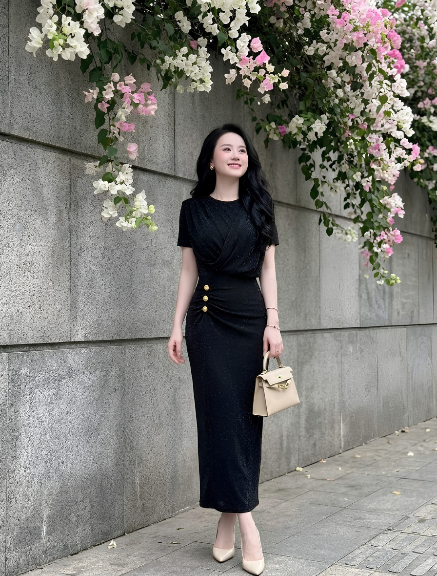 G59 - Đầm Body Nhũ Lưới Ánh Kim Cao Cấp