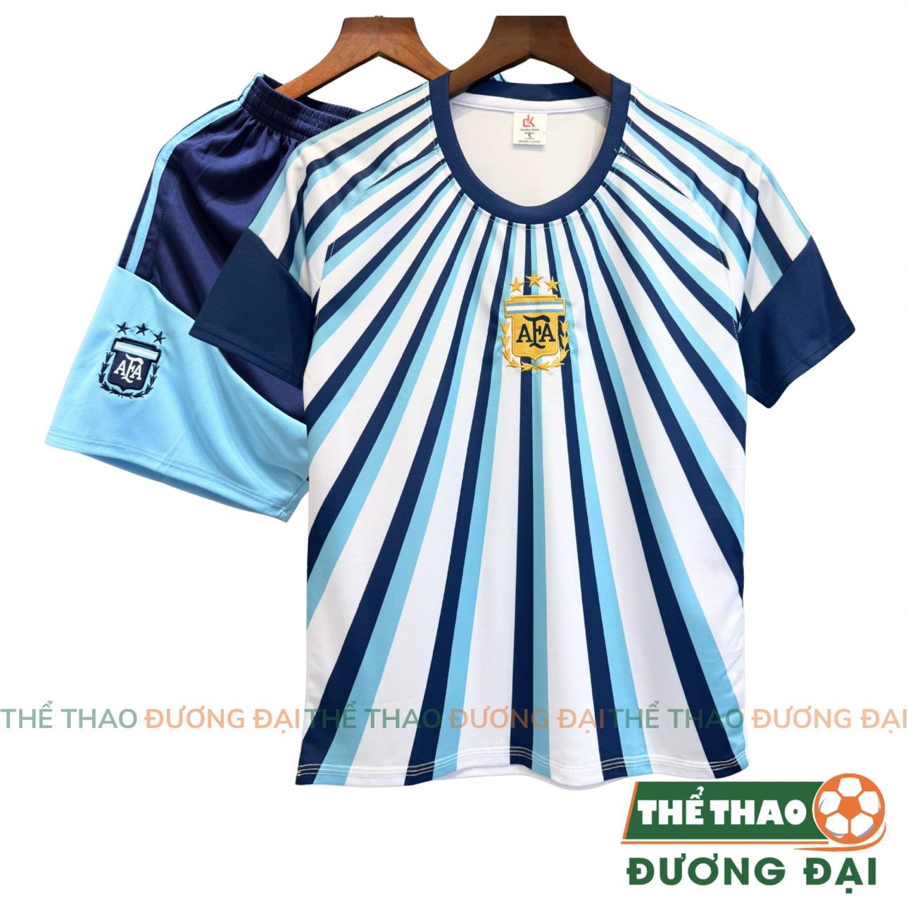 Quần Áo Bóng Đá ĐT Argentina Khởi Động Thun Mè Thoáng Khí Thể Thao Đương Đại
