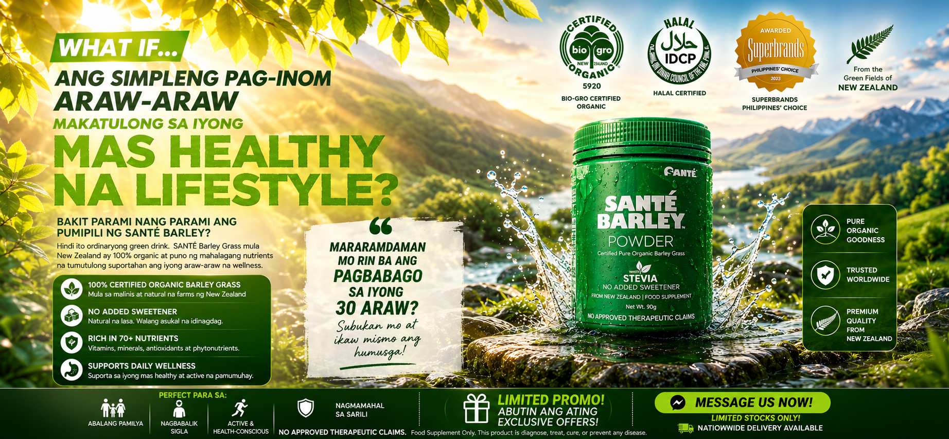Sante Barley Canister with Stevia