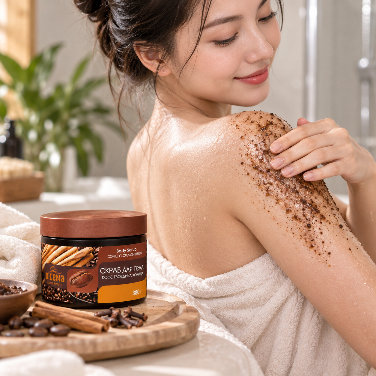 Kem tẩy da chết toàn thân cà phê đinh hương quế hiệu Bilena thể tích 380g_thumbnail_2
