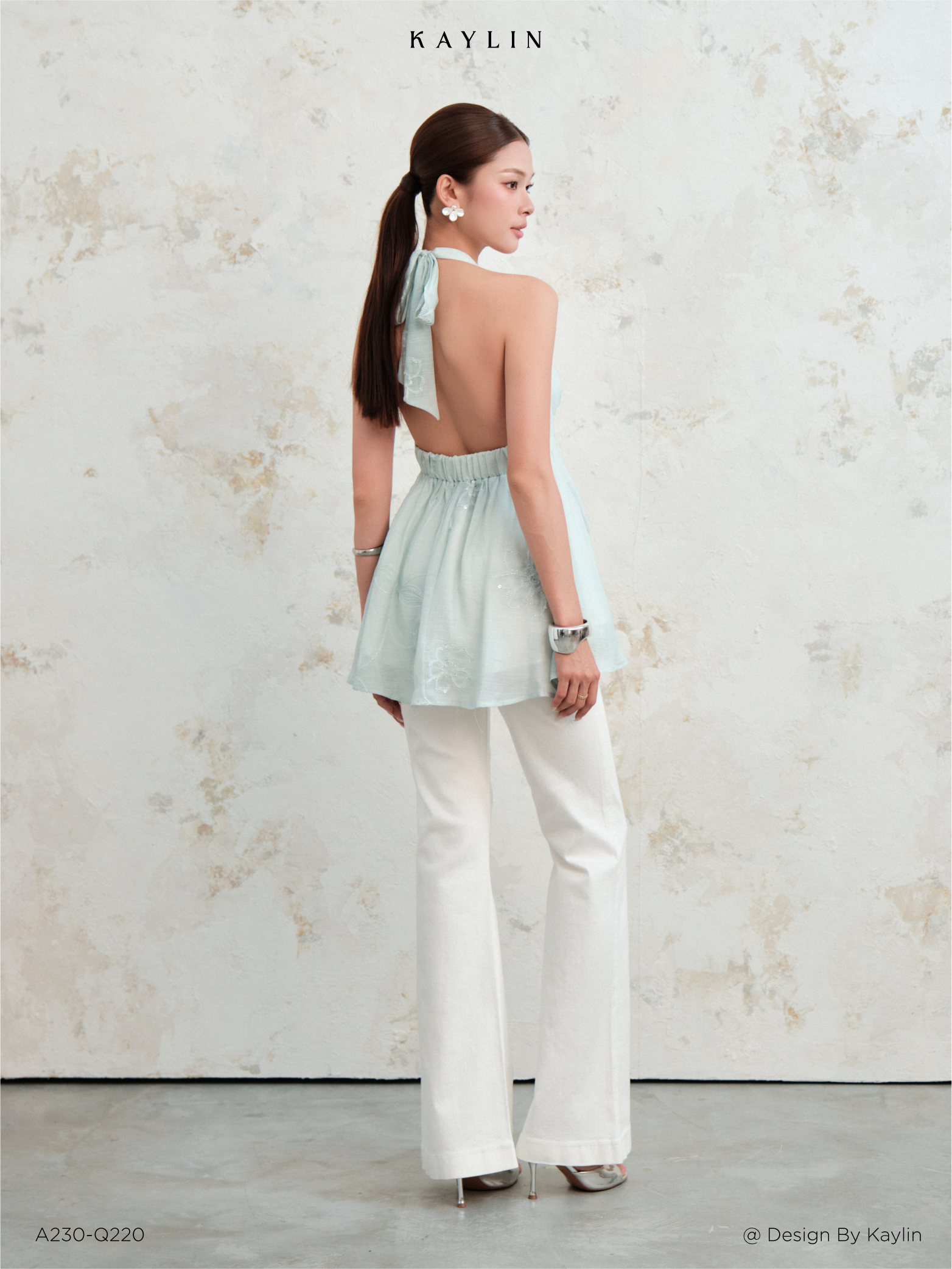 Áo Yếm Hở Lưng Tơ Voan Đính Sequin KAYLIN Backless Sequin Halter Top_thumbnail_1