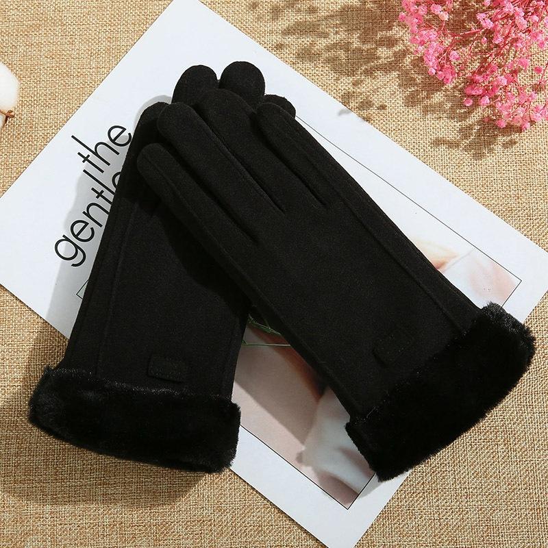 Găng Tay Lót Nỉ Giữ Nhiệt Màn Hình Cảm Ứng Da Lộn - Găng Tay Nữ Mùa Đông Nhiều Màu Sang Trọng Size 24x9cm Chất Liệu Da Lộn Giả Phối Lông_thumbnail_3