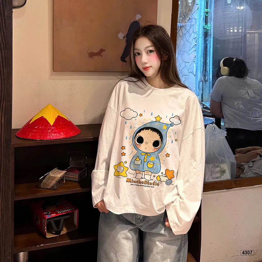 Áo thun tay dài unisex form boxy Miucho 4307_thumbnail_6