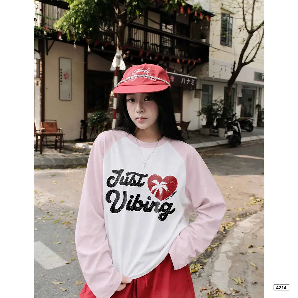 Áo thun tay dài raglan form boxy Just Vibing Miucho 4214_thumbnail_5