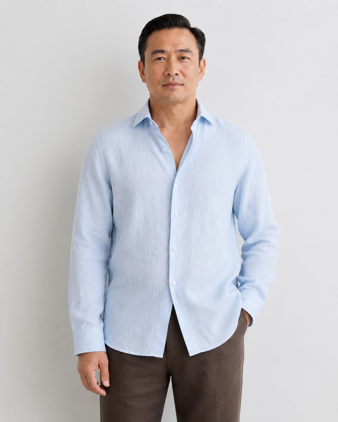 100% PREMIUM LINEN - SƠ MI TAY DÀI - CỔ Ý CUTAWAY - Vạt Bầu_thumbnail_9