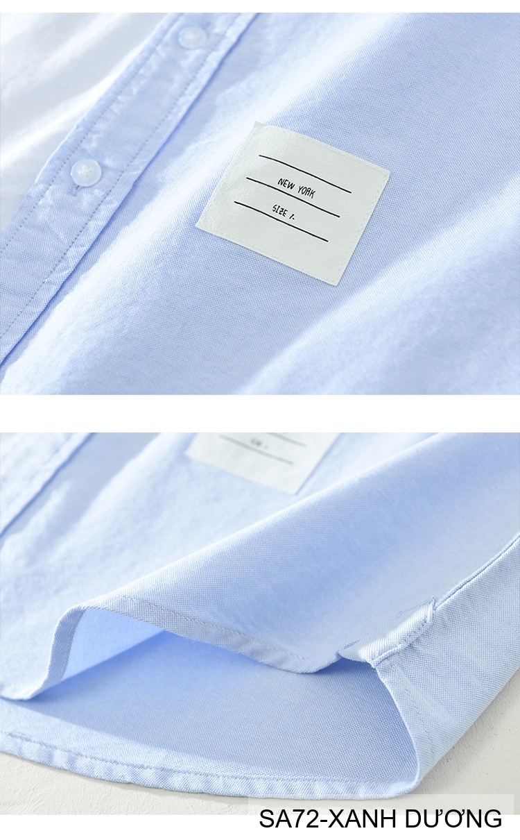 SA72 - Áo sơ mi dài tay phối màu xanh dương trắng phong cách Nhật, form rộng rãi, chất cotton mềm mại_thumbnail_6