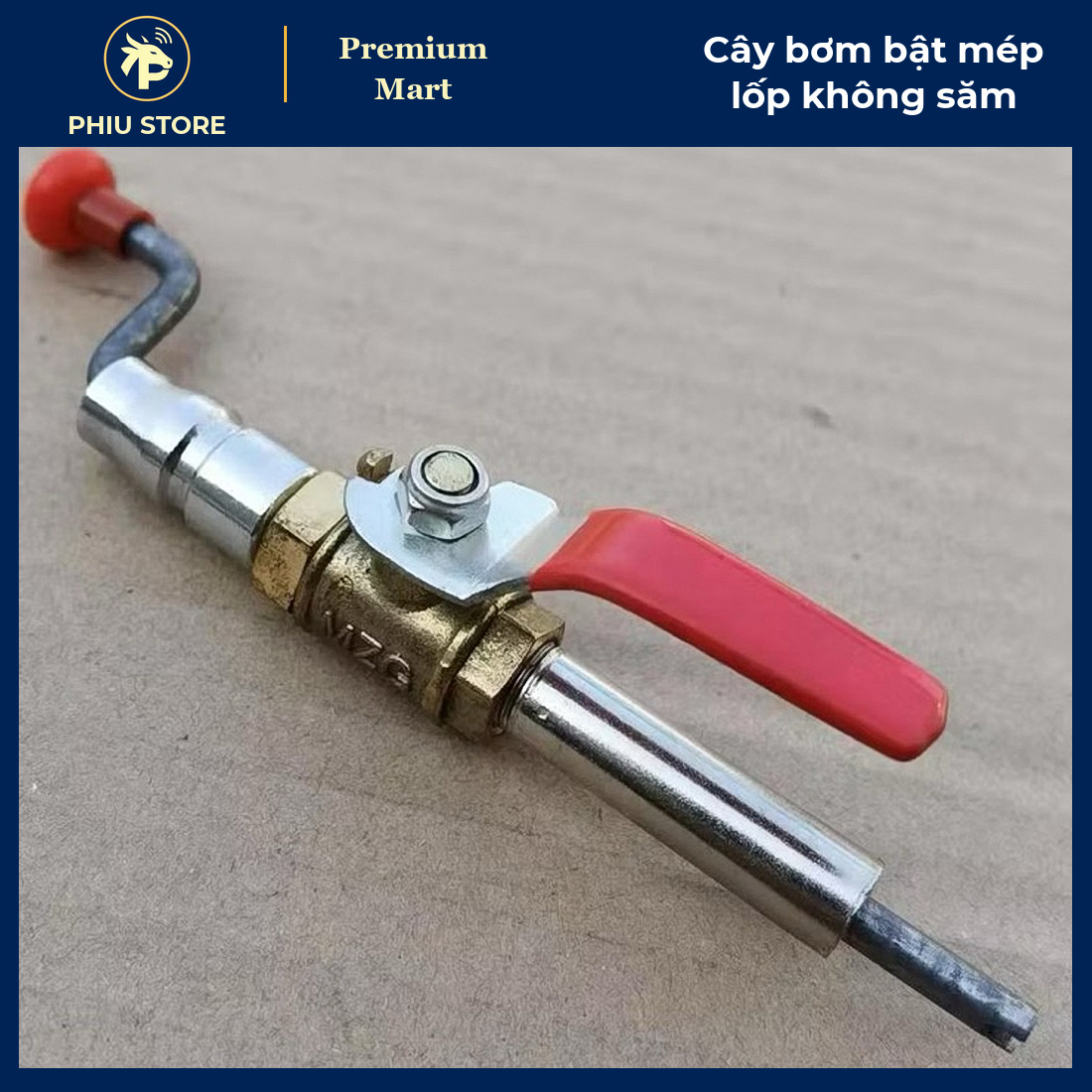 Cây Bơm Lốp Không Săm Kết Nối Nhanh - Van Bi Đồng Gạt Tay, Thổi Bật Mép Lốp Ô Tô Xe Máy Xe Điện - PHIU STORE