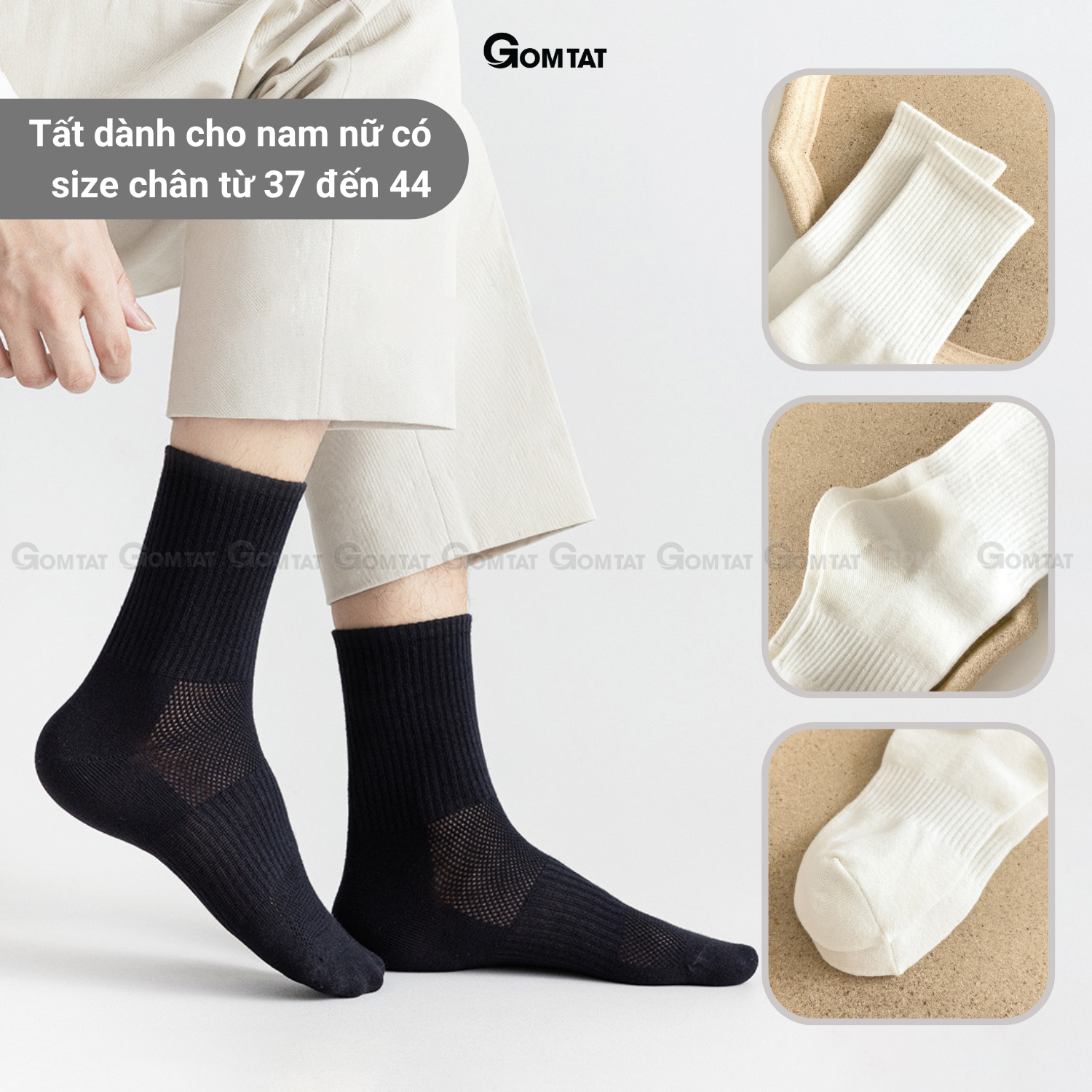 Combo tất nam nữ cổ cao GOMTAT thoáng khí, vớ trơn chất cotton khử mùi êm chân - PRI-2505_thumbnail_5