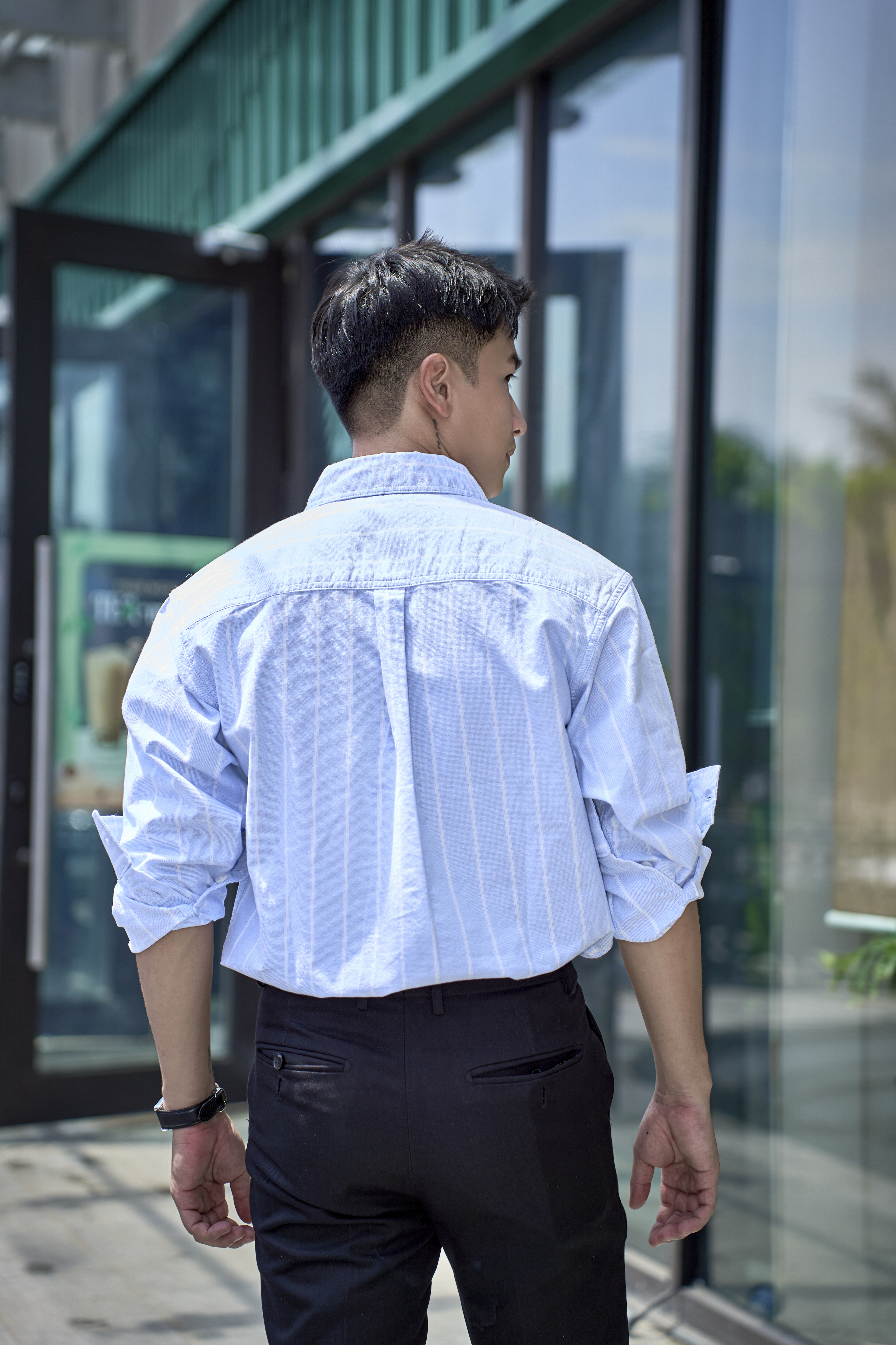 SA131 - Áo sơ mi nam kẻ sọc kiểu Nhật dáng rộng, phong cách văn học, thoải mái hàng ngày_thumbnail_9