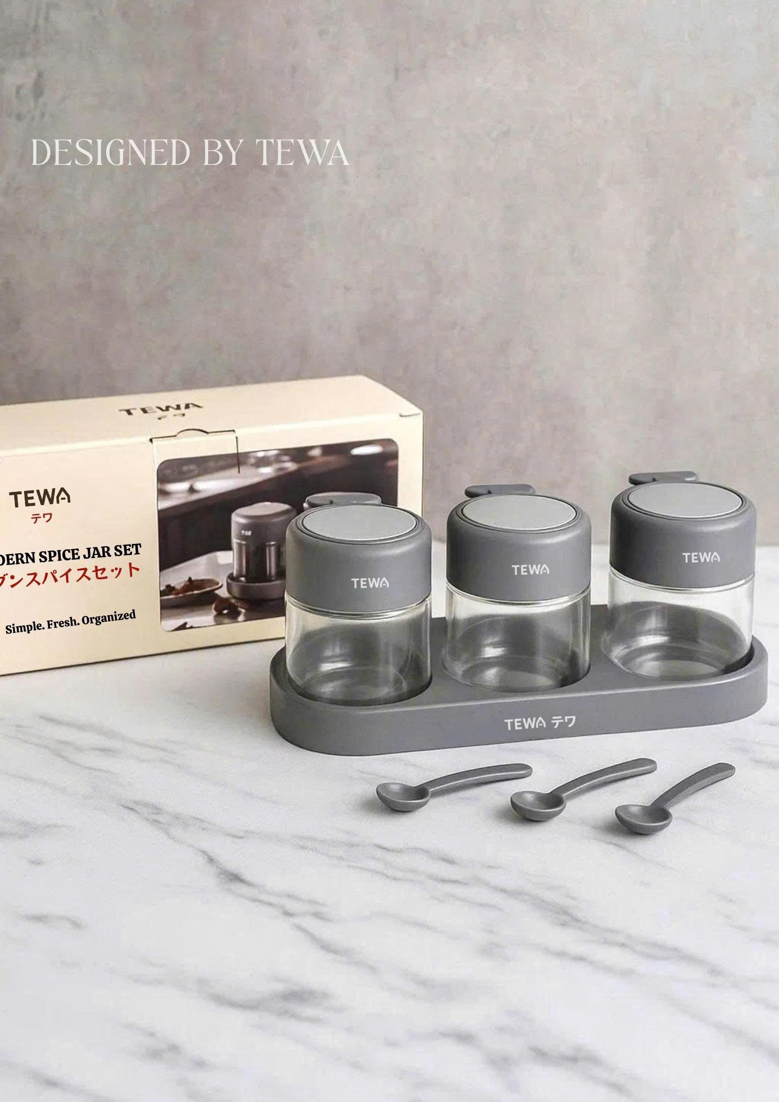 Bộ 3 lọ thủy tinh đựng gia vị 350ml TEWA, 80022