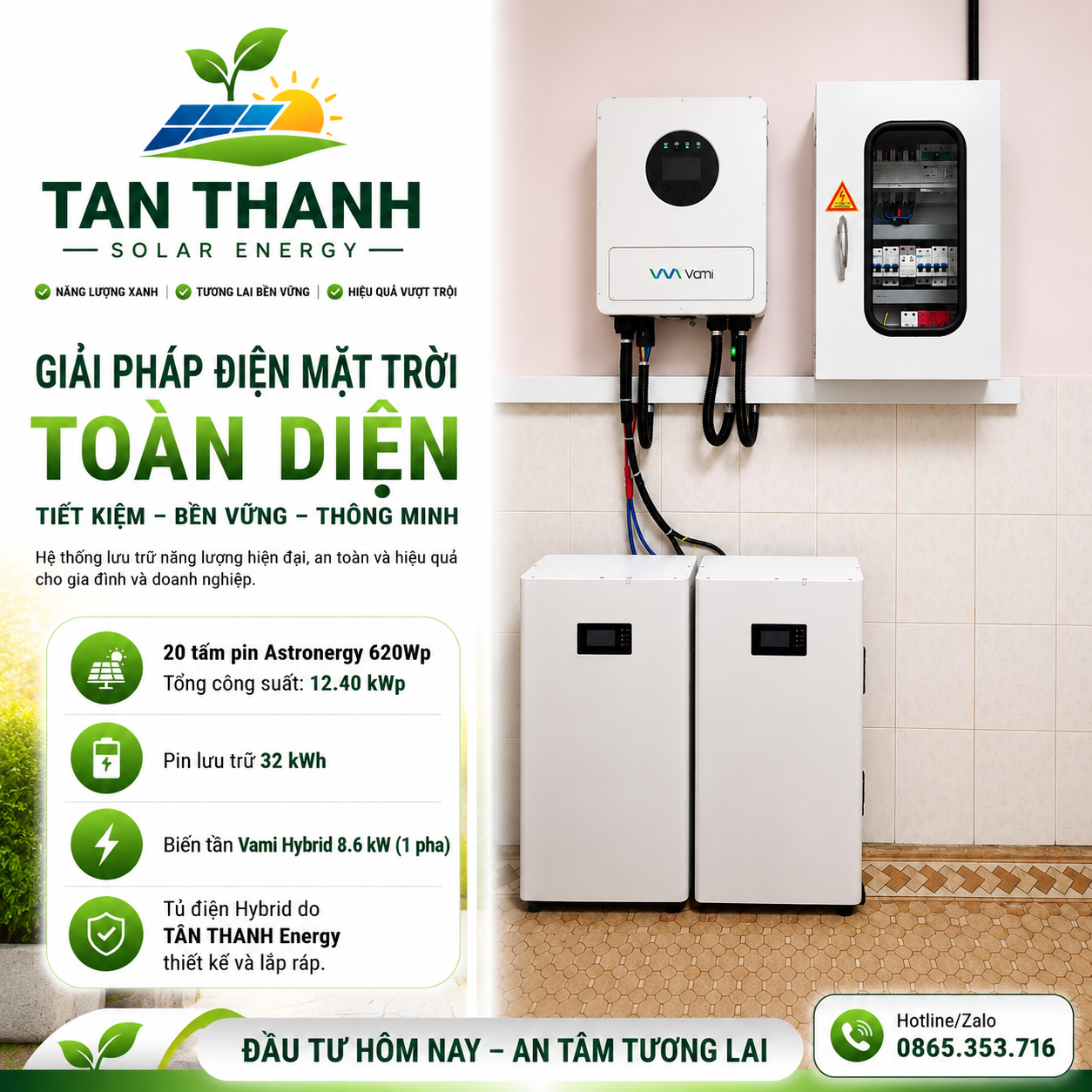 Nhà Mr Nghĩa – Hệ Thống Điện Mặt Trời Hybrid 12.40 kWp Tại Bình Thạnh, TP.HCM | TÂN THANH Energy