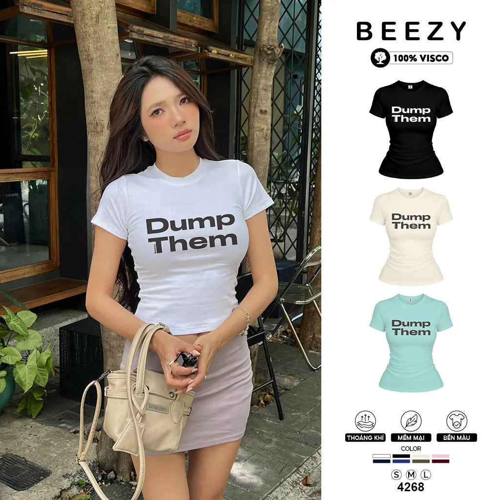 Áo baby tee nữ in chữ khối Beezy 4268